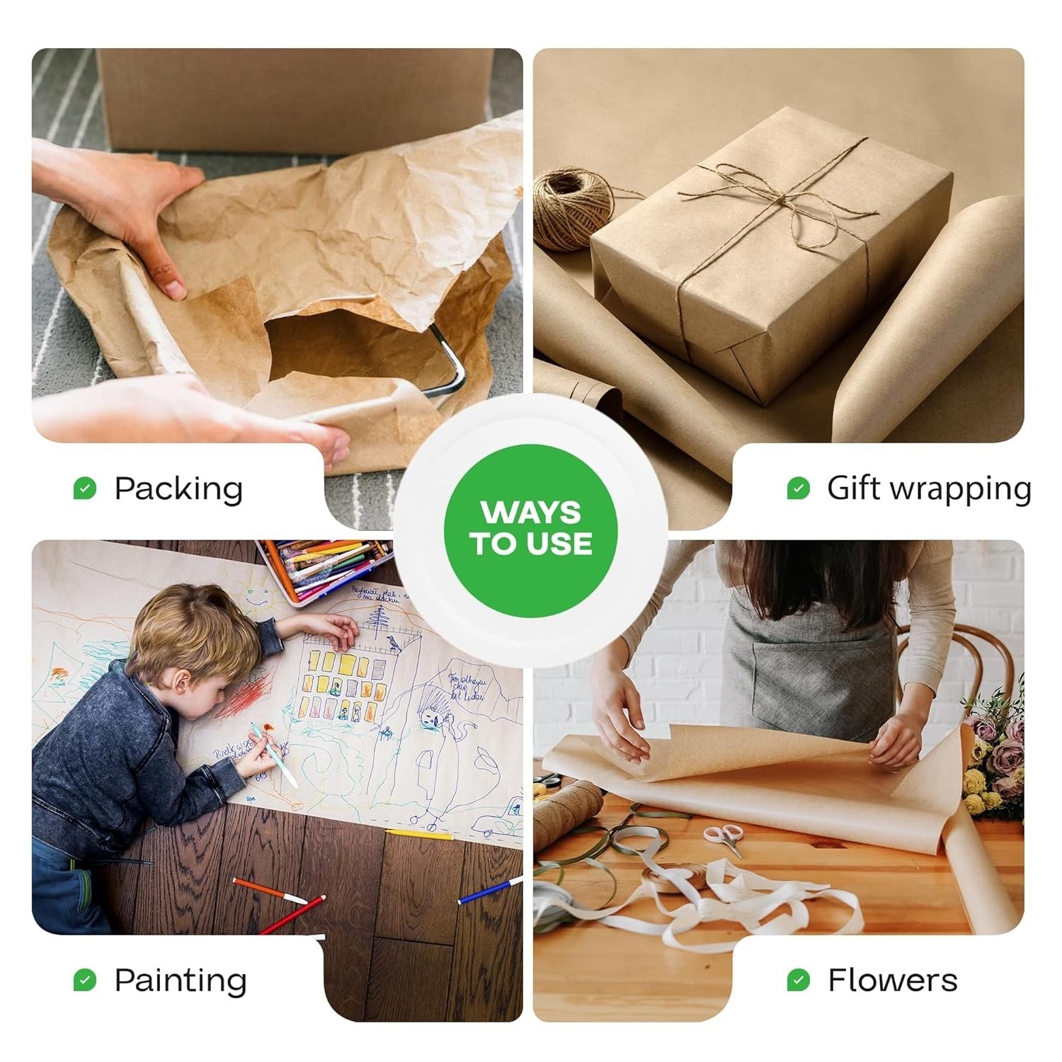 18″ 30# 1200′ Brown Kraft Paper Roll Shipping Wrapping Cushioning Void Fill