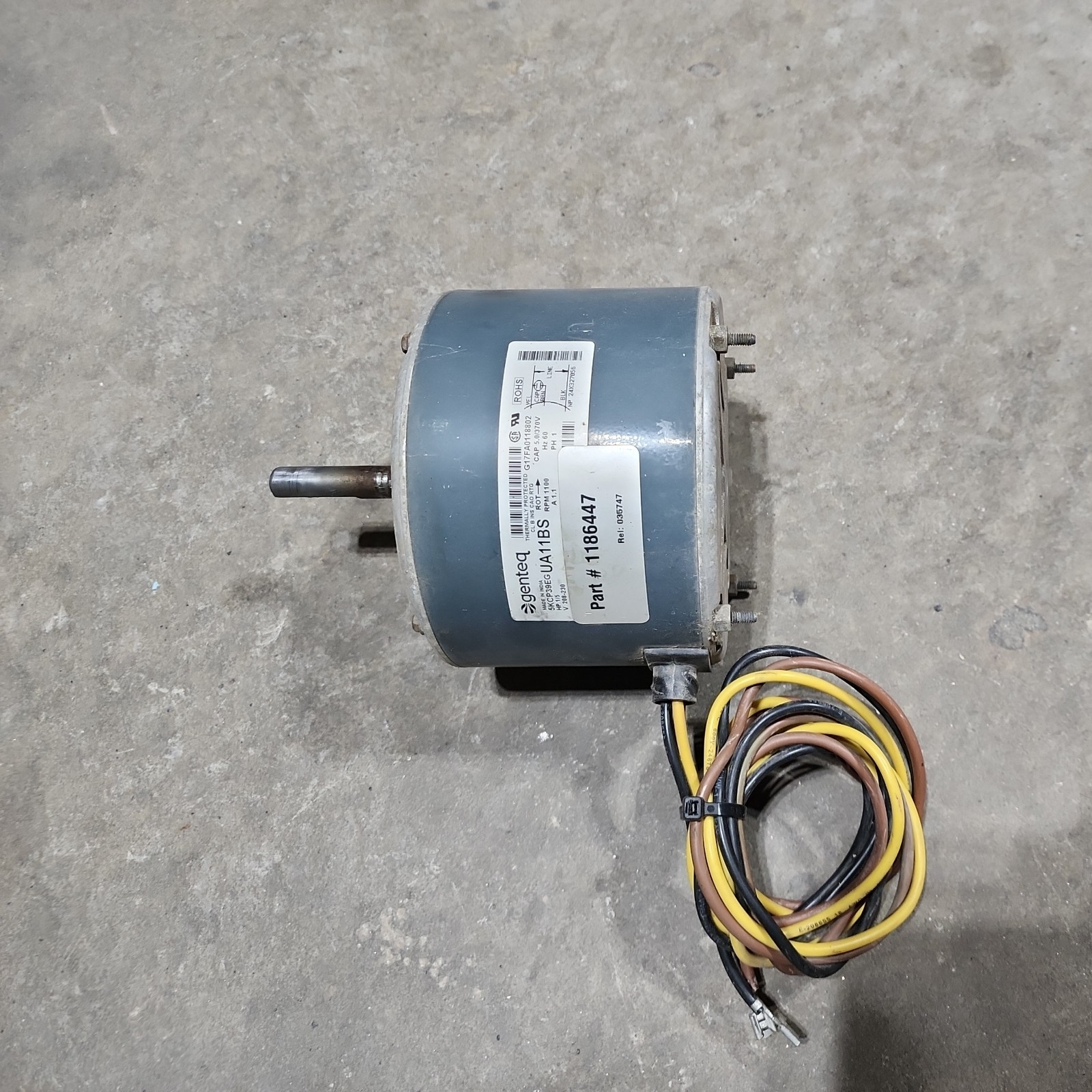 GQ52-GENTEQ 5KCP39EG CONDENSER FAN MOTOR 1/5HP 200/230V 1100RPM 1.1A UA11BS