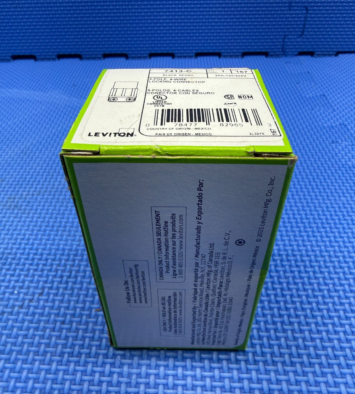 Lot of 2 – Leviton 7413-C 4-Pole 4-Wire 20Amp 120/208V Locking Connector