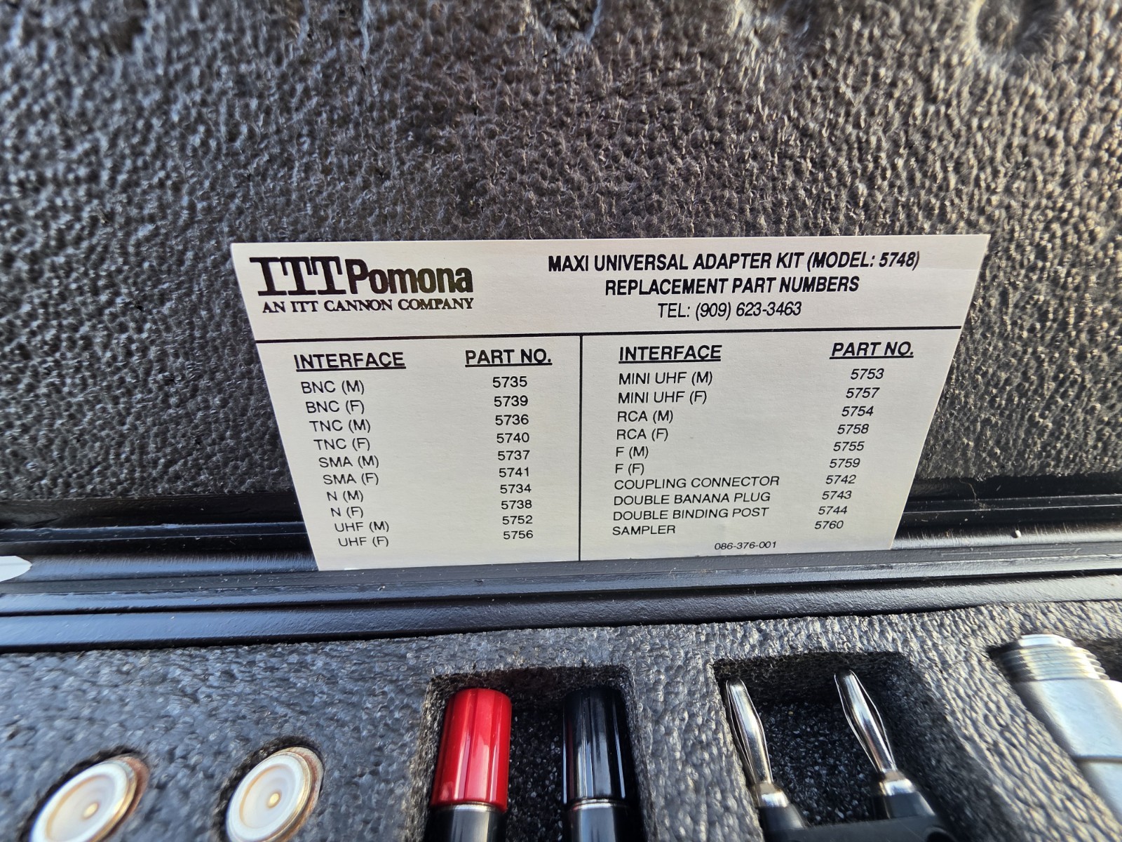 ITT Pomona Maxi Universal Adapter Kit Model: 5748 Coaxial Connector Tester Kit