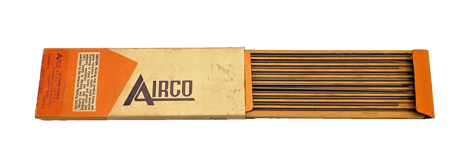 Electrodes AIRCO 2% Thor-Tung Made in USA Welding 10+ Rods in Box Vintage