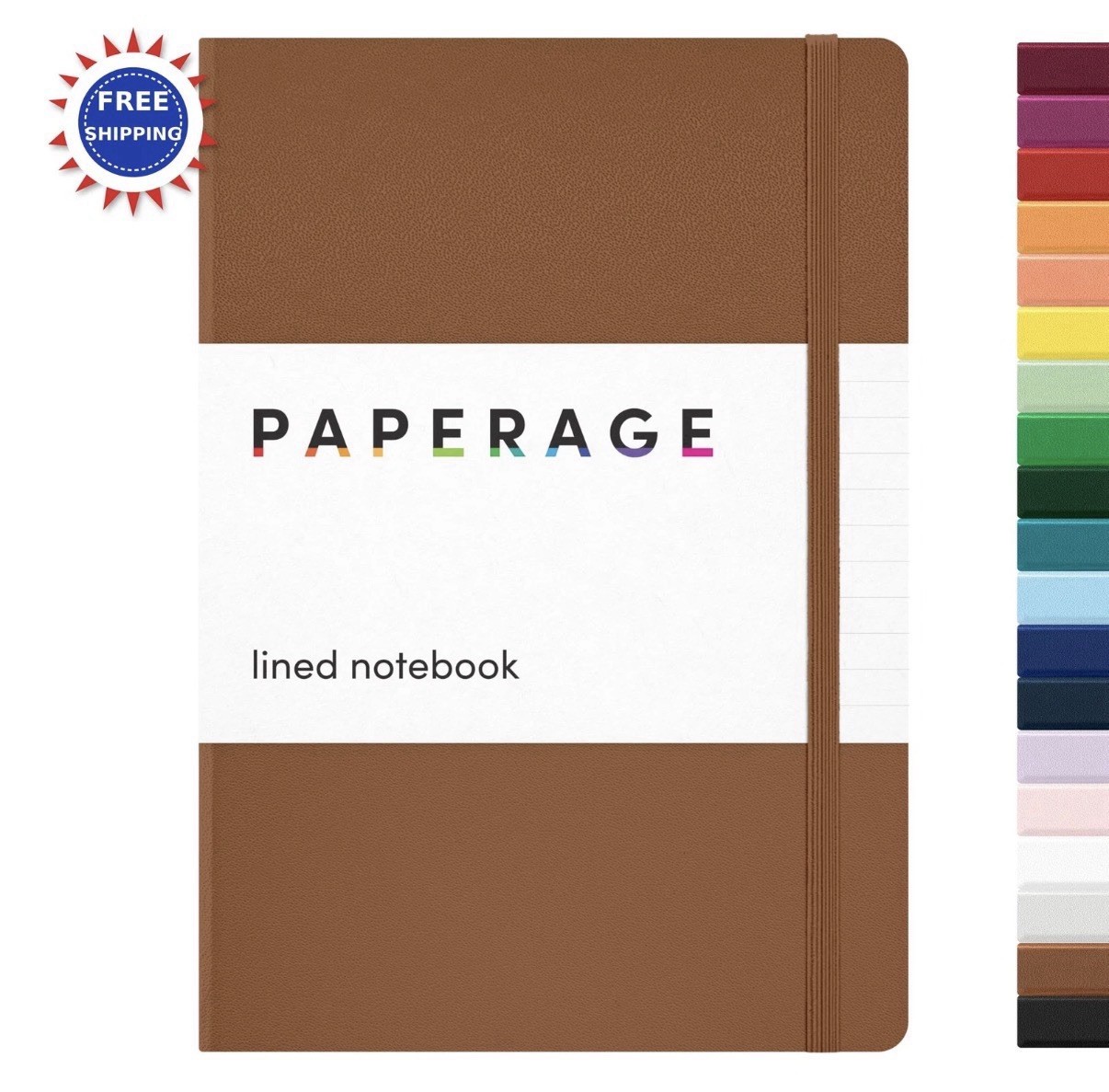 Lined Journal Notebook 160 Pages Medium 5.6 in x 8 100 GSM PAPERAGE Cognac Thick