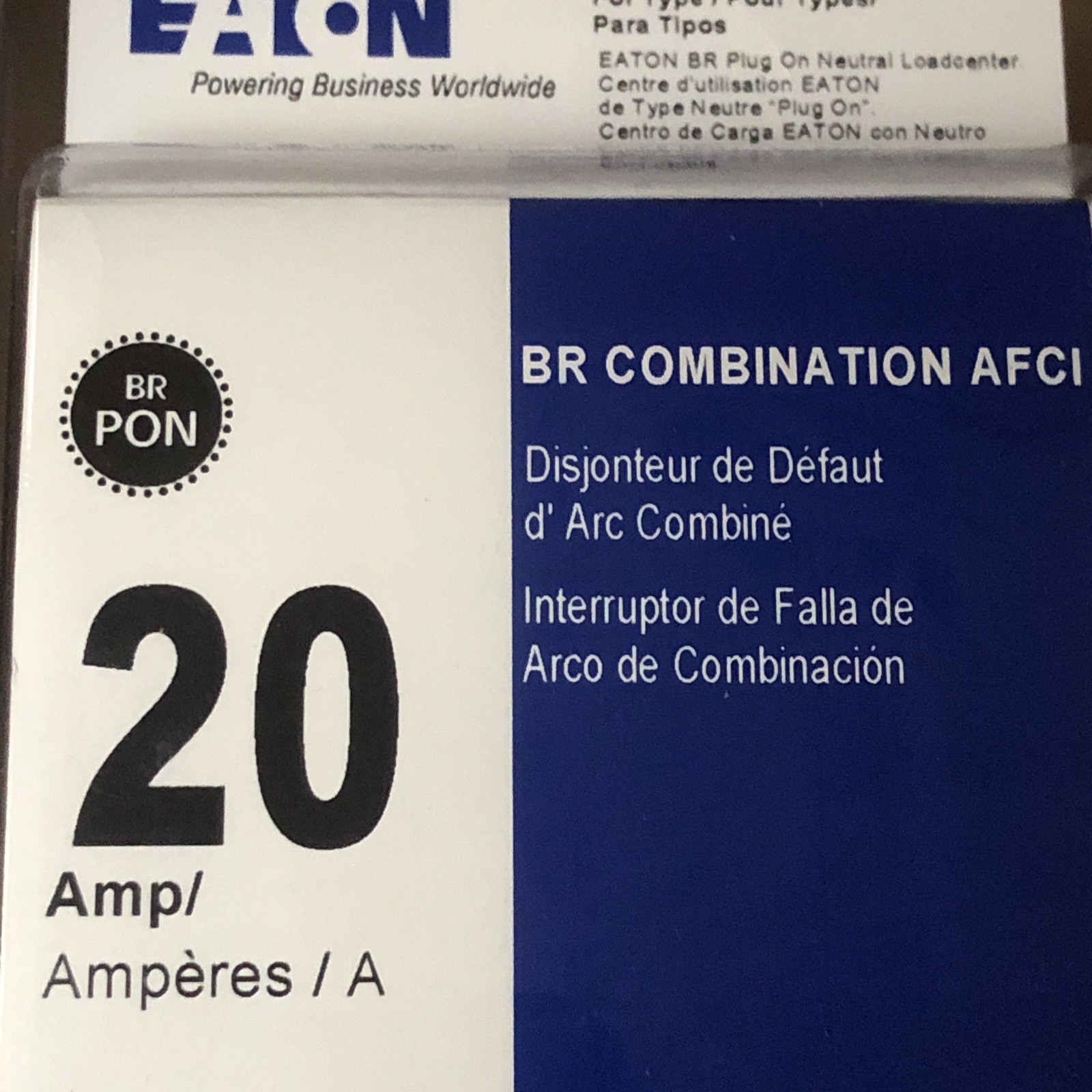 Eaton 20-amp 1-Pole Afci Plug-on Neutral Circuit Breaker BRP120AFCS 2-Pack New