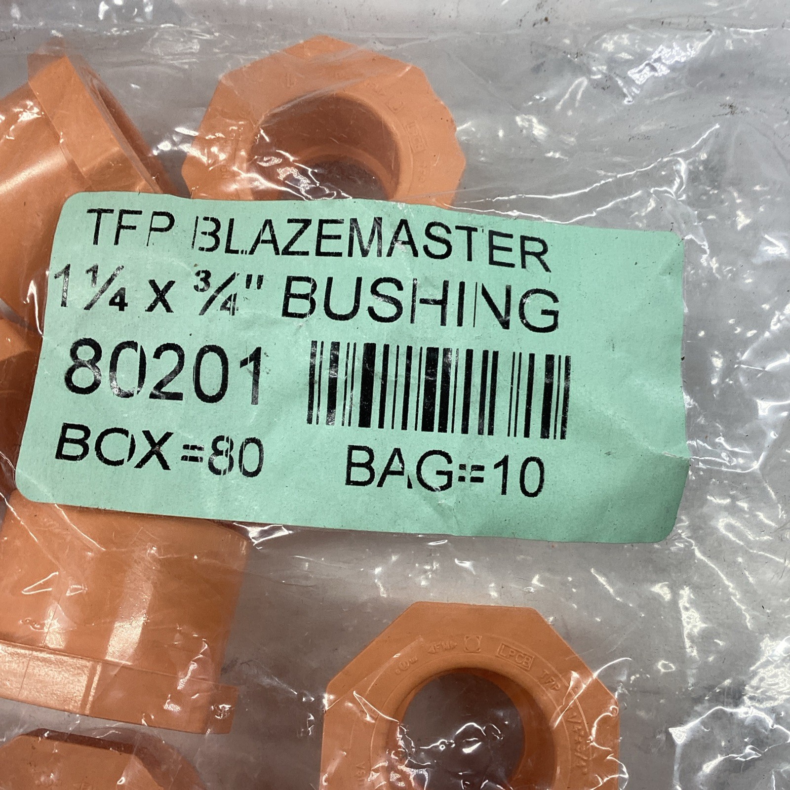 Bag of 10 Blazemaster 80201 1.25 X 0.75” Bushing