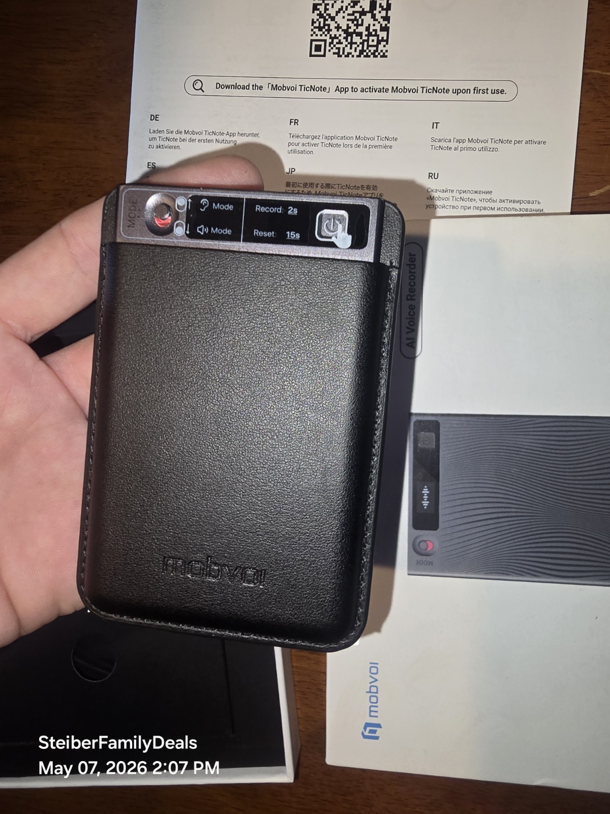 Mobvoi TicNote AI Voice Recorder 64GB Memory Note Recorder w/Case App Control