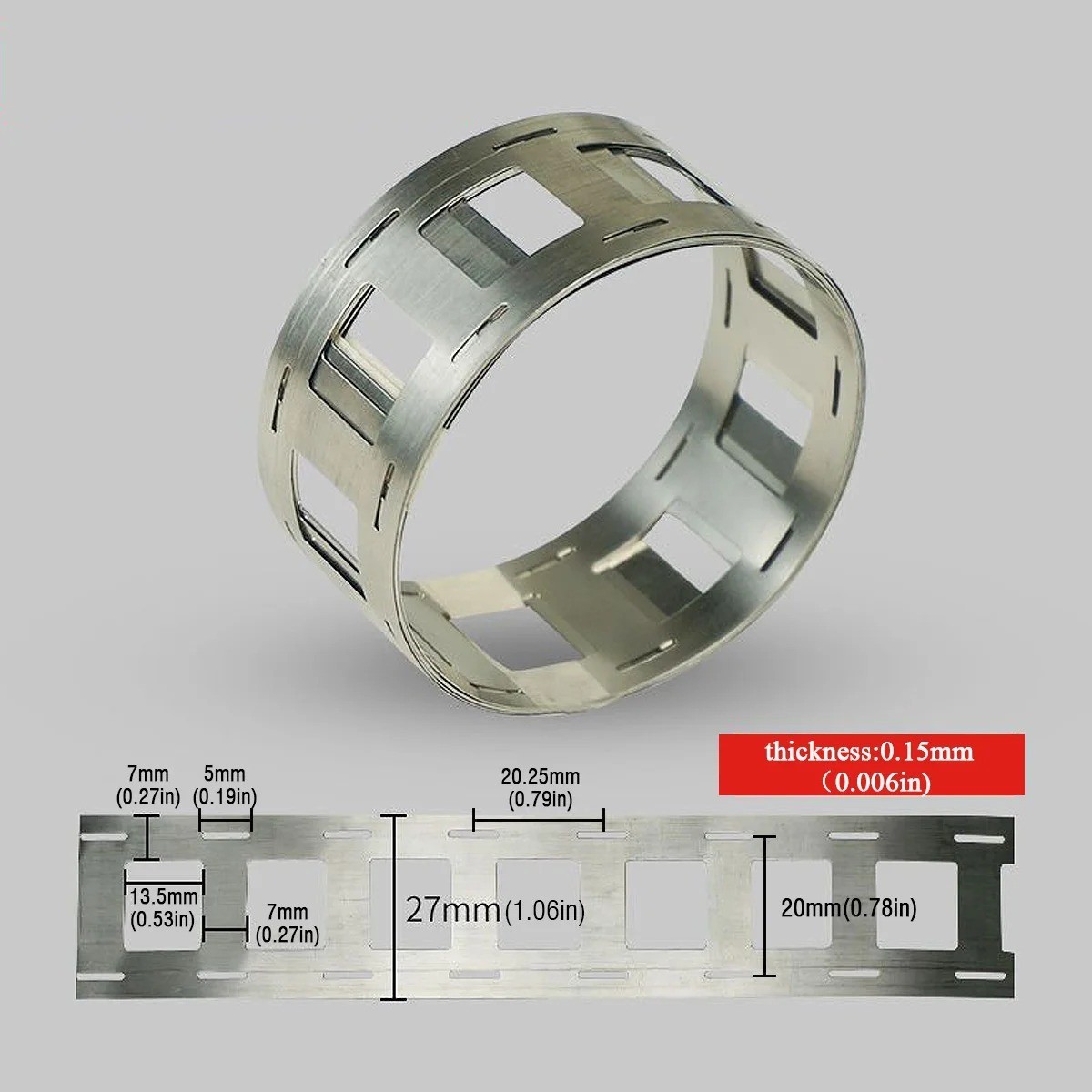 0.15x27mm Nickel Plated Strip 18650 2P Battery Spot Welding 20.25mm