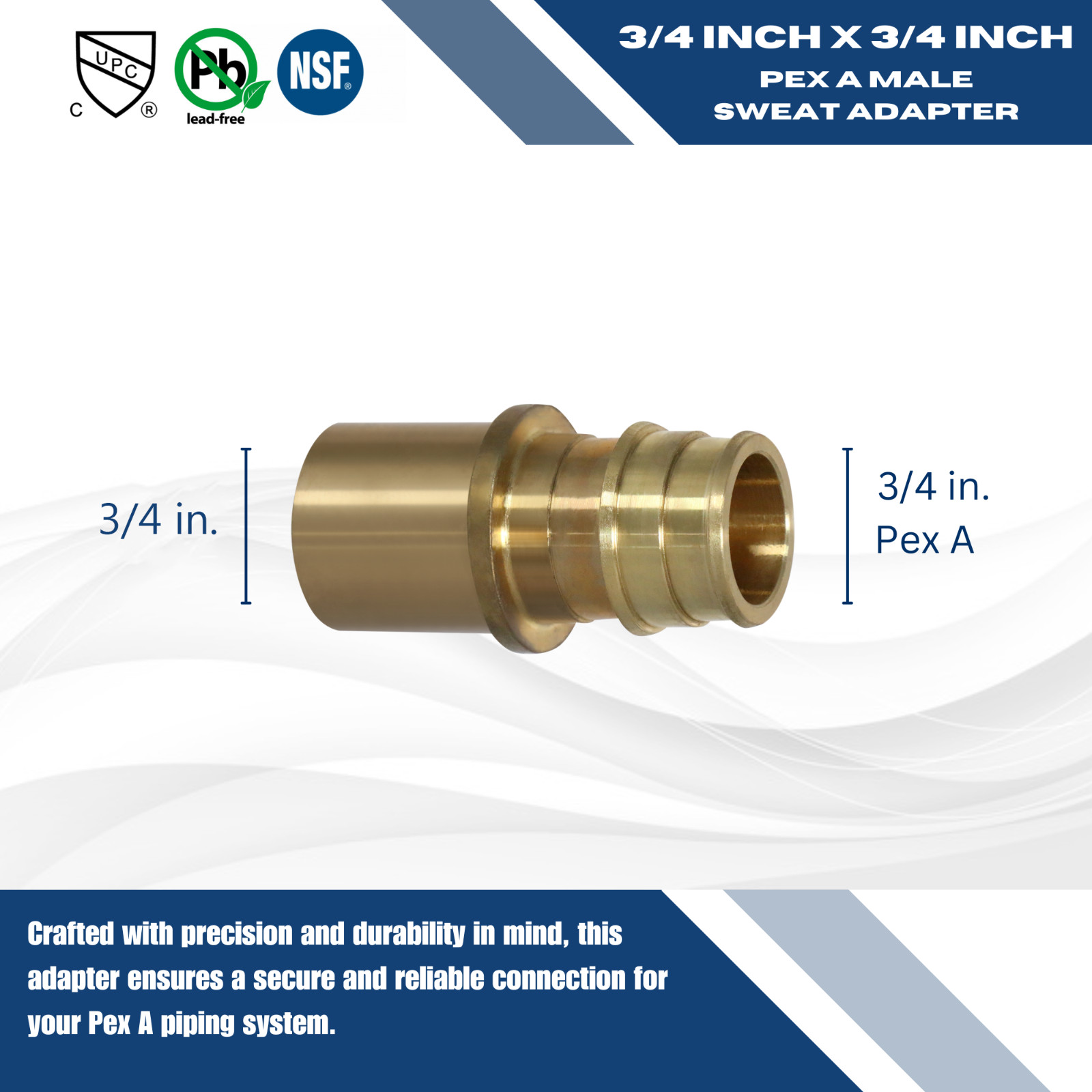 25) 3/4″ PEX A X 3/4″ MALE SWEAT ADAPTER EXPANSION F1960