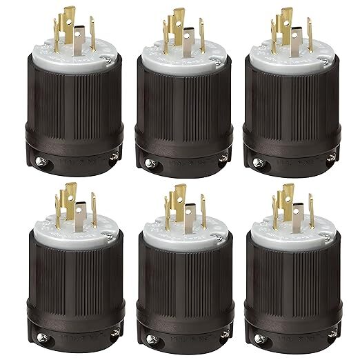 6-Pack OCSParts NEMA L14-20P 20 Amp Ground Plug | 3 Pole 4 Wire | 250V 2P 3W