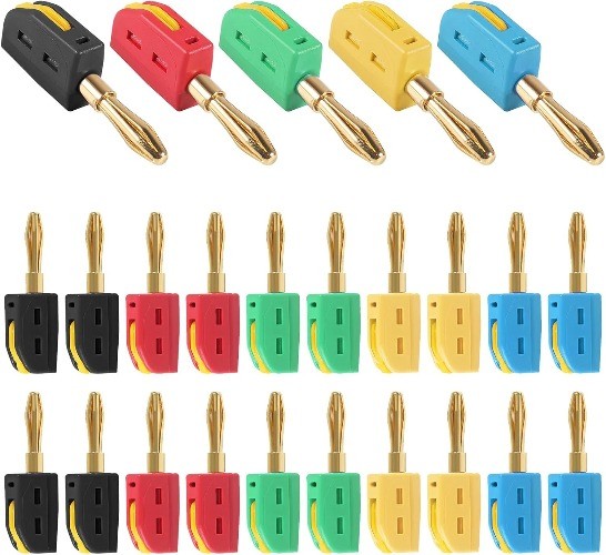 20PCS 4mm Banana Plug High Current 32A Gold Plated Connector S Color: 5 colors