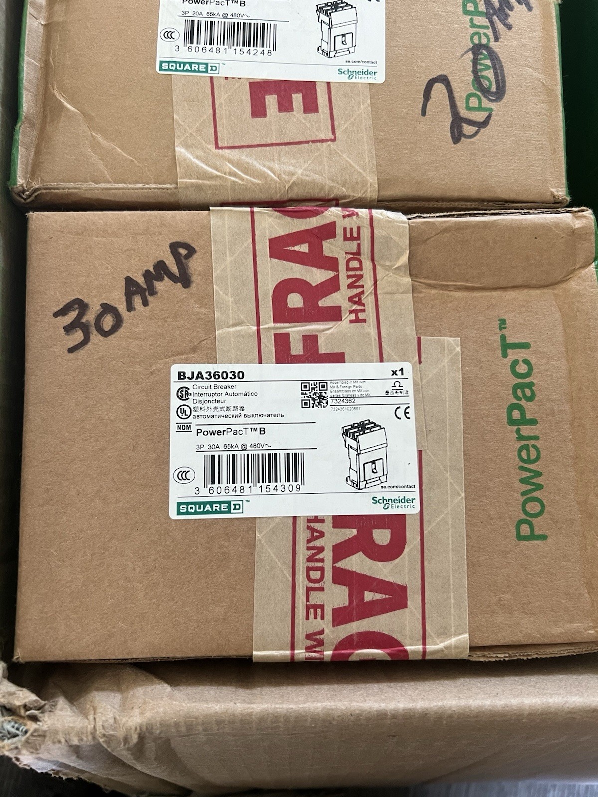 NEW SQUARE D BJA36030 30 AMP I-LINE CIRCUIT BREAKER 480 VAC 3 POLE