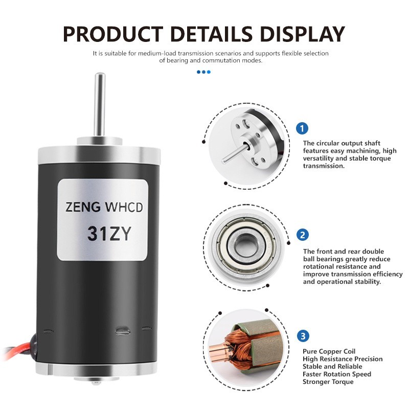 31ZY Permanent Magnet DC Carbon Brush Motor with High Speed ​​4000RPM~8000RPM