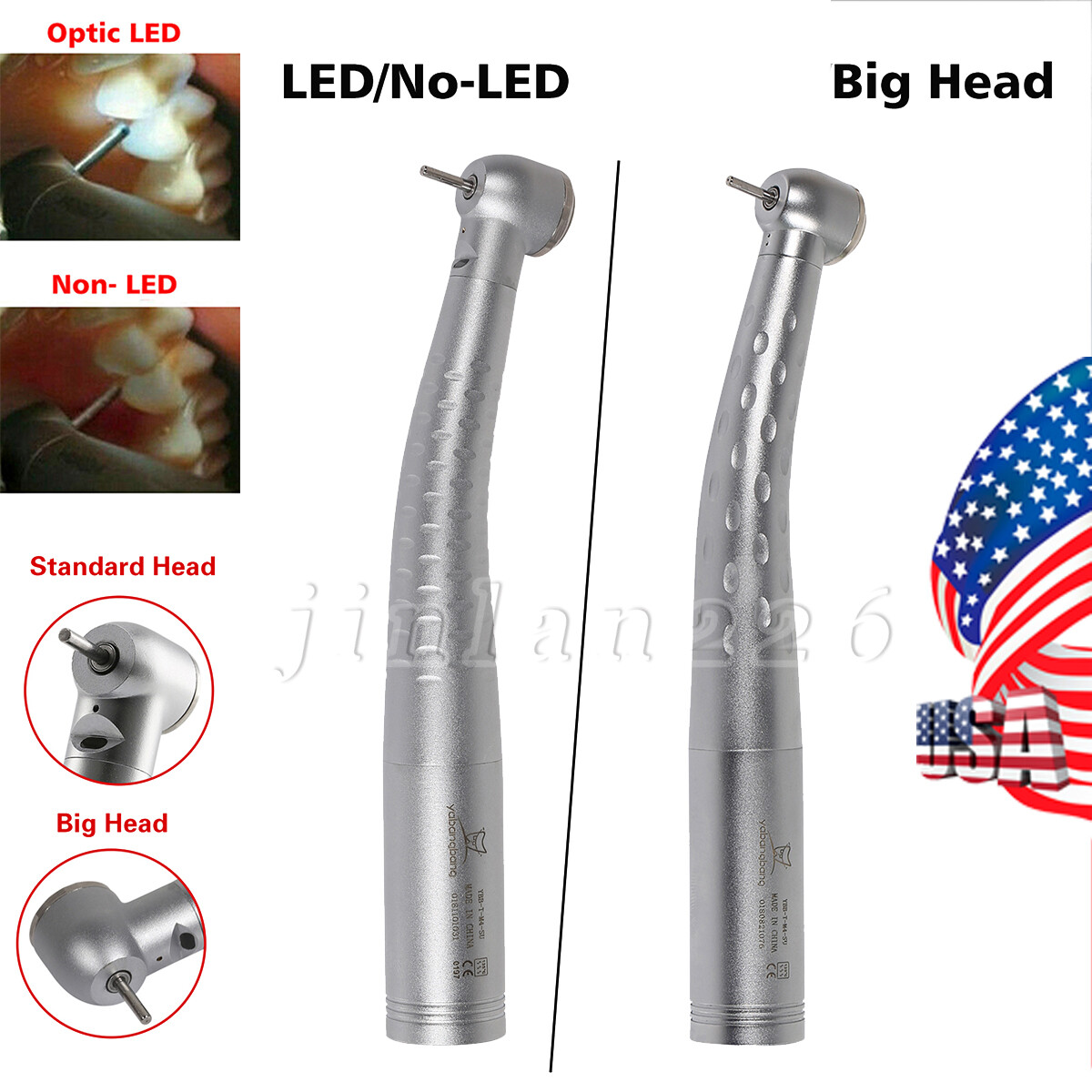 Yabangbang Dental High Speed /LED Fiber Optic Handpiece/4/6 Holes Quick Coupler