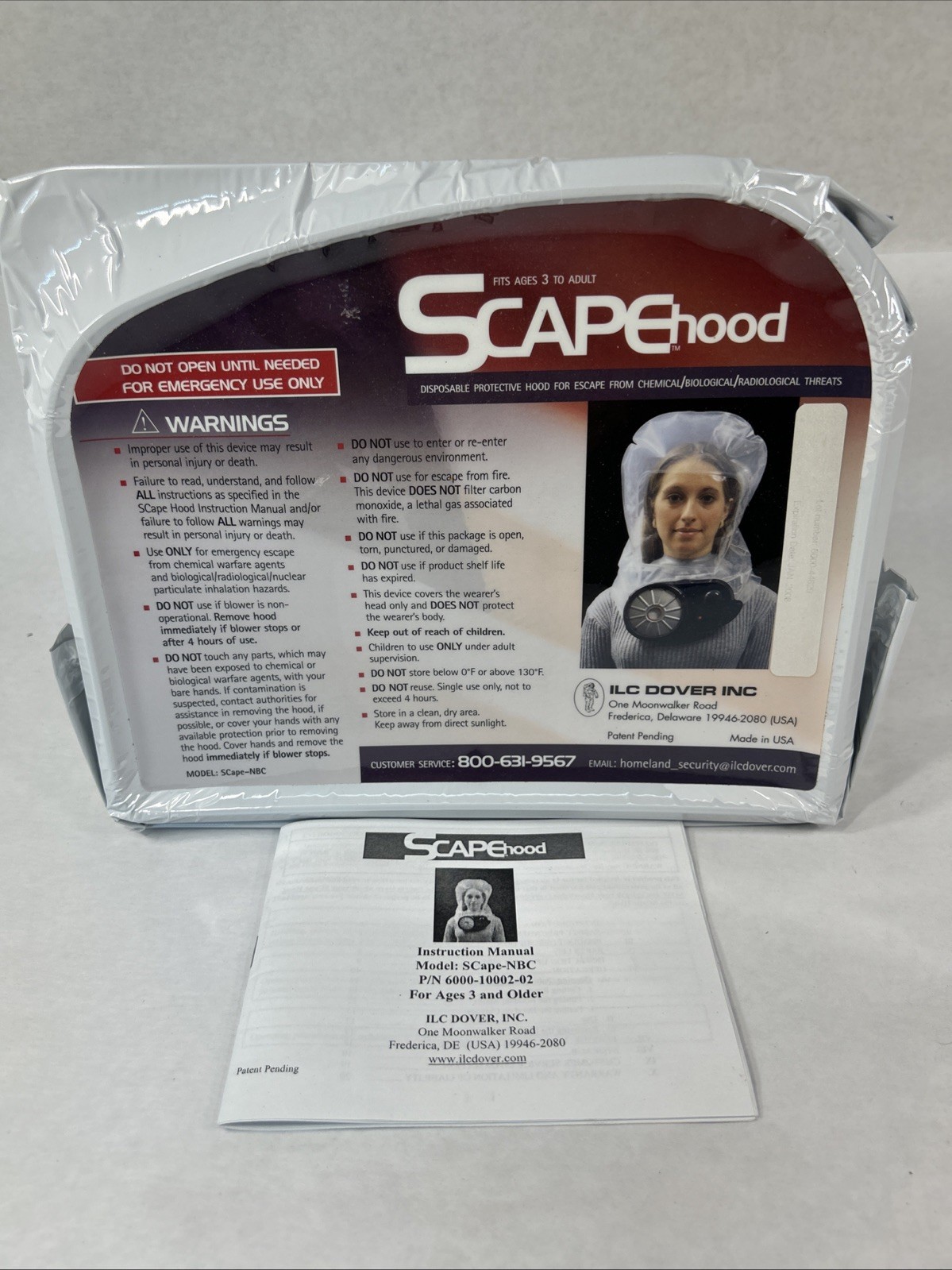 Scapehood SCape-NBC Disposable Protective Mask Hood New Chemical/ Bio/ Radiolog
