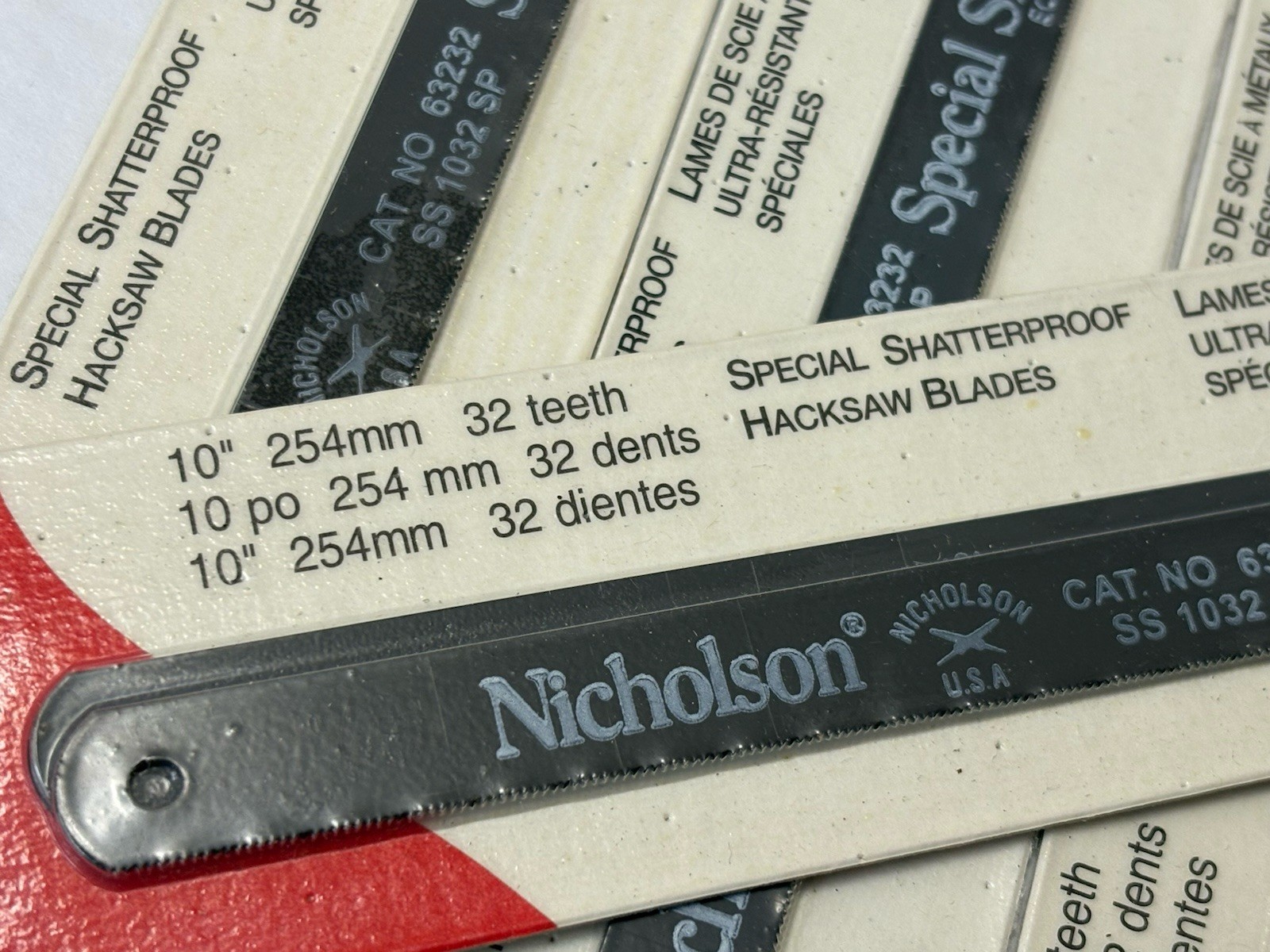 Nicholson 10” Shatterproof Hack Saw Blade 10-PACK 32 Teeth #63232 (H7)