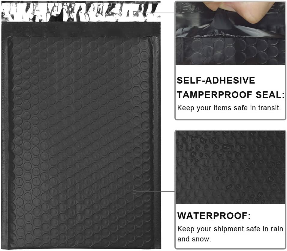 Black Poly Bubble Mailers #2 8.5×12 Padded Shipping Self Seal Bags