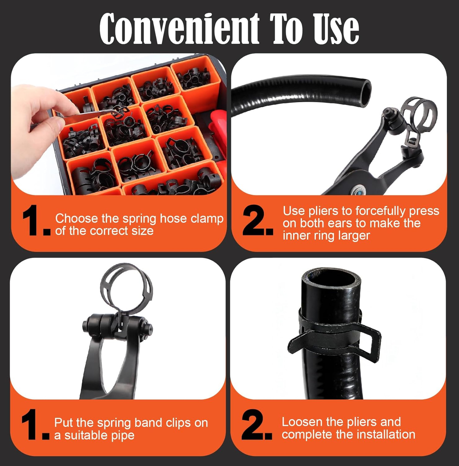 327Pcs 6-38mm Spring Hose Clamps Assortment Kit with Spring Clamp Plier,Hose