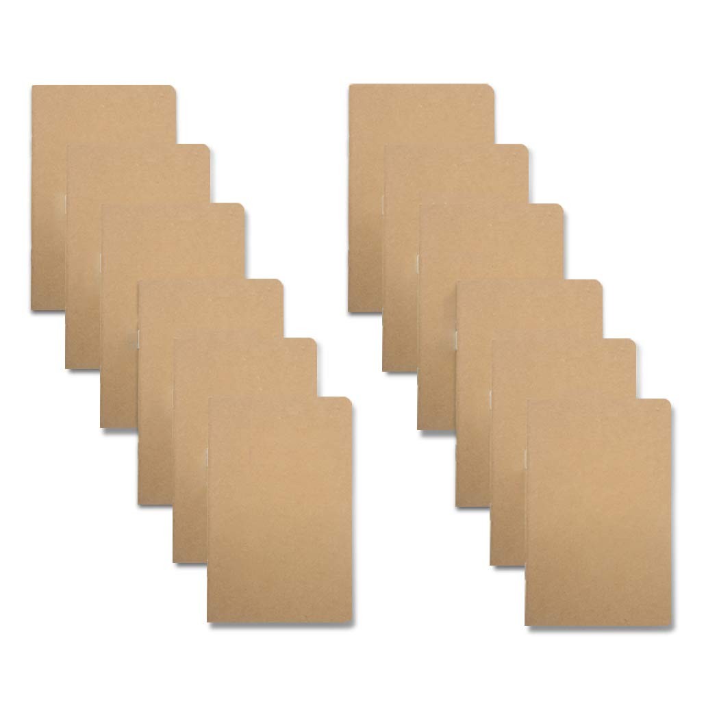 12 Pack Blank Pocket Notebooks Mini Brown Journals