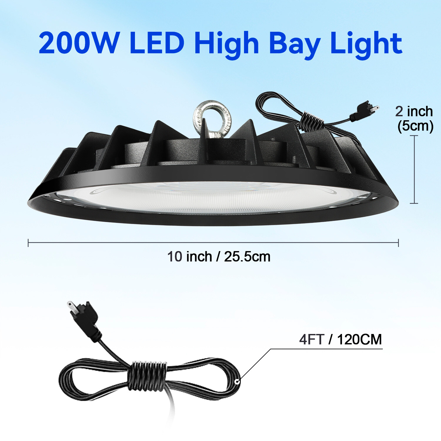 8Pcs 200W UFO LED High Bay Light 6000K IP65 for Warehouse Factory Commercial Bay