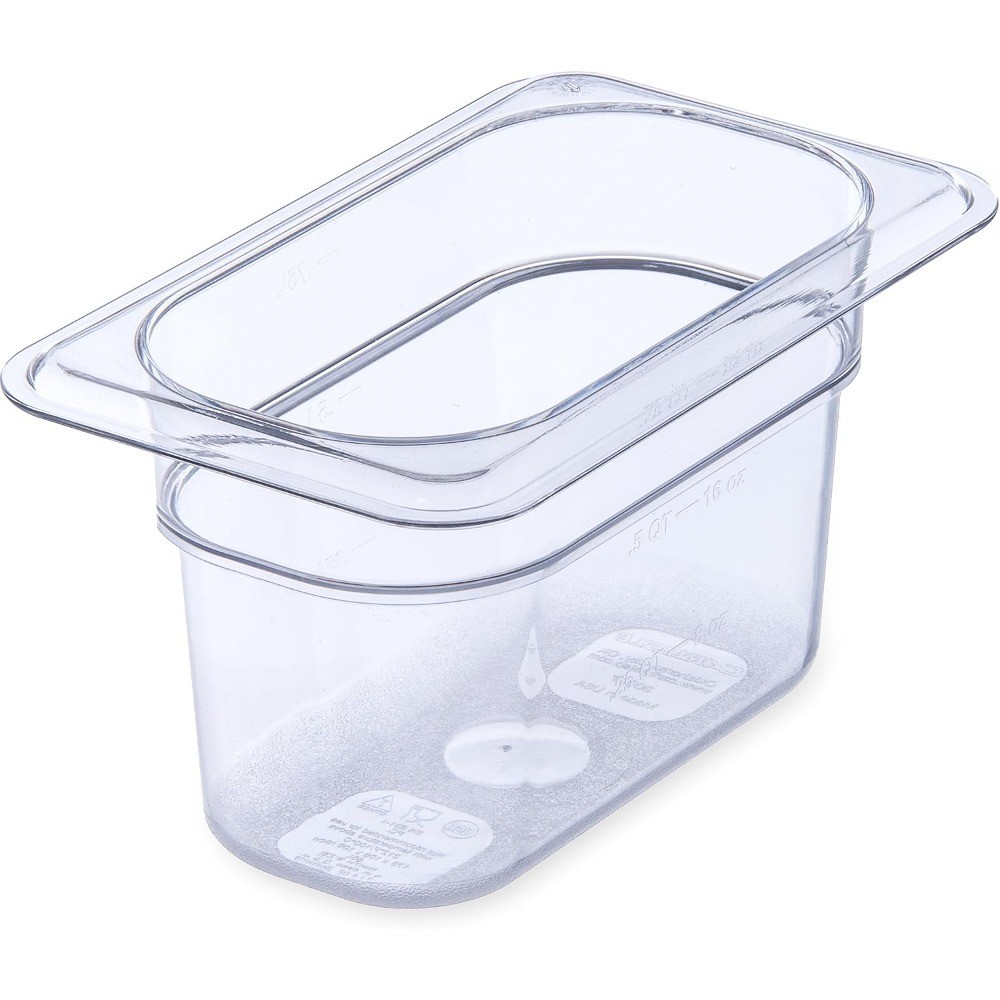 Plastic Food Pan 1/9 Size 4 Inches Deep Clear