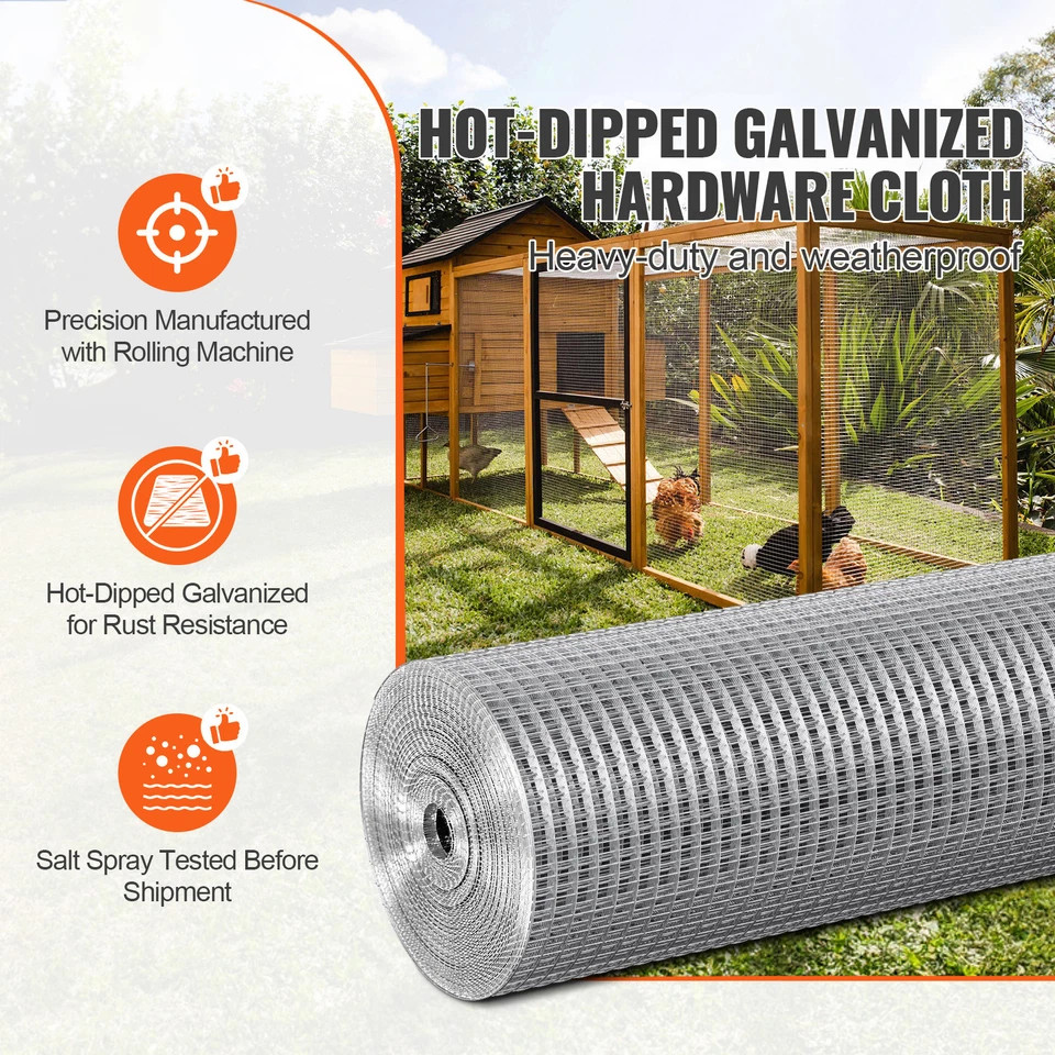 Hardware Cloth 1/2″ 48in x 100ft 19 Ga Wire Mesh Roll Chicken Wire Fencing US