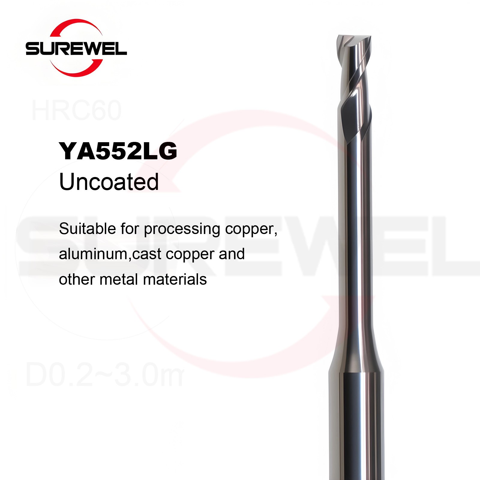 2 Flute Carbide Long Neck Milling Micro Diameter End mill 0.2mm to 3mm CNC tools