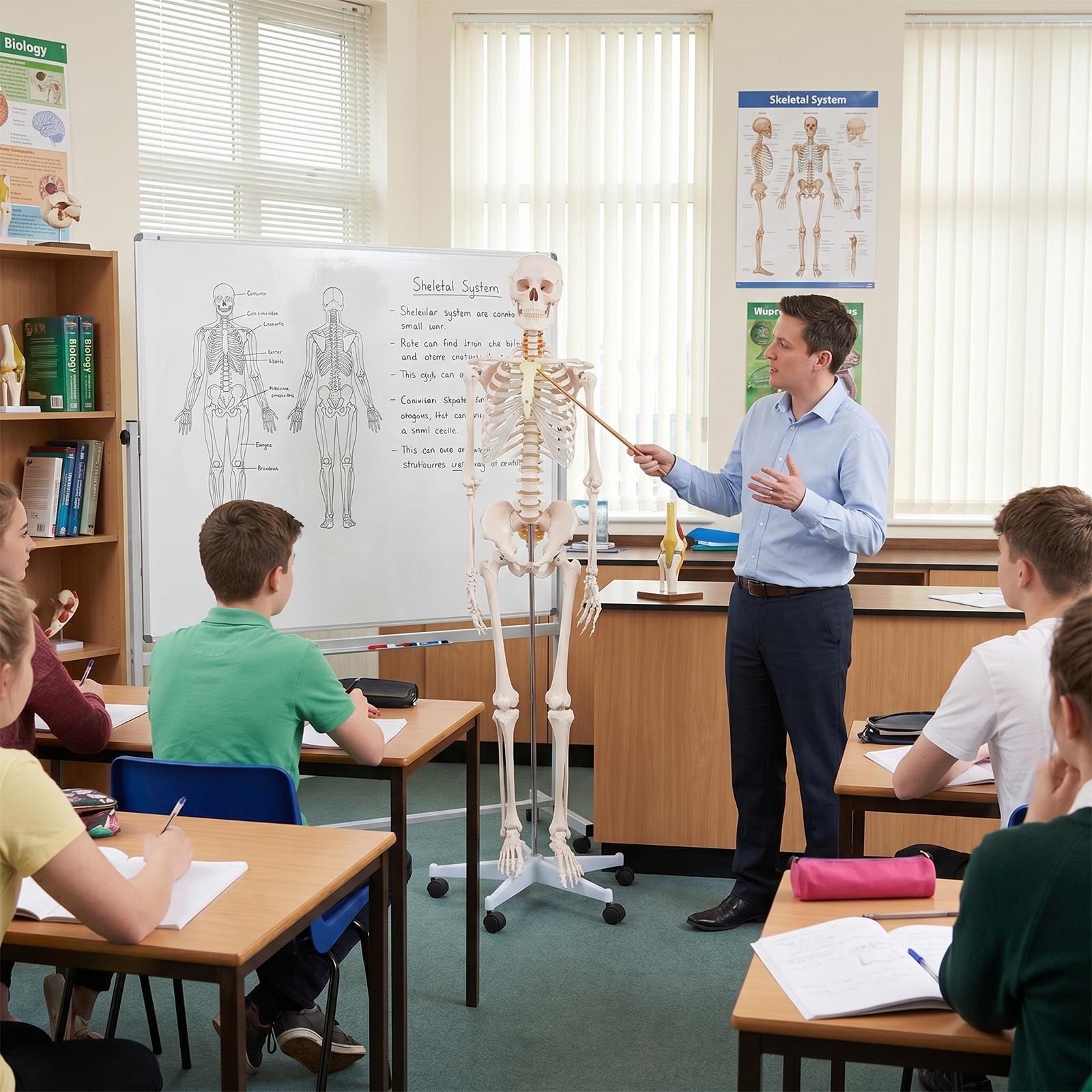 70″ Life-size Skeleton Model Human Anatomy Medical Students W/Rolling Stand