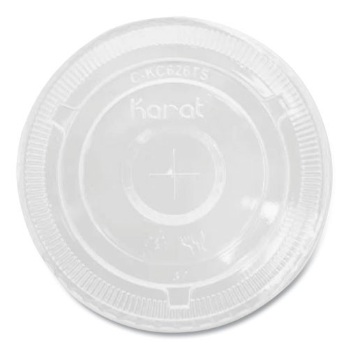Karat PET Lids, Flat with Straw Slot, Fits 12-24 oz Cups, Plastic, 1,000/CT