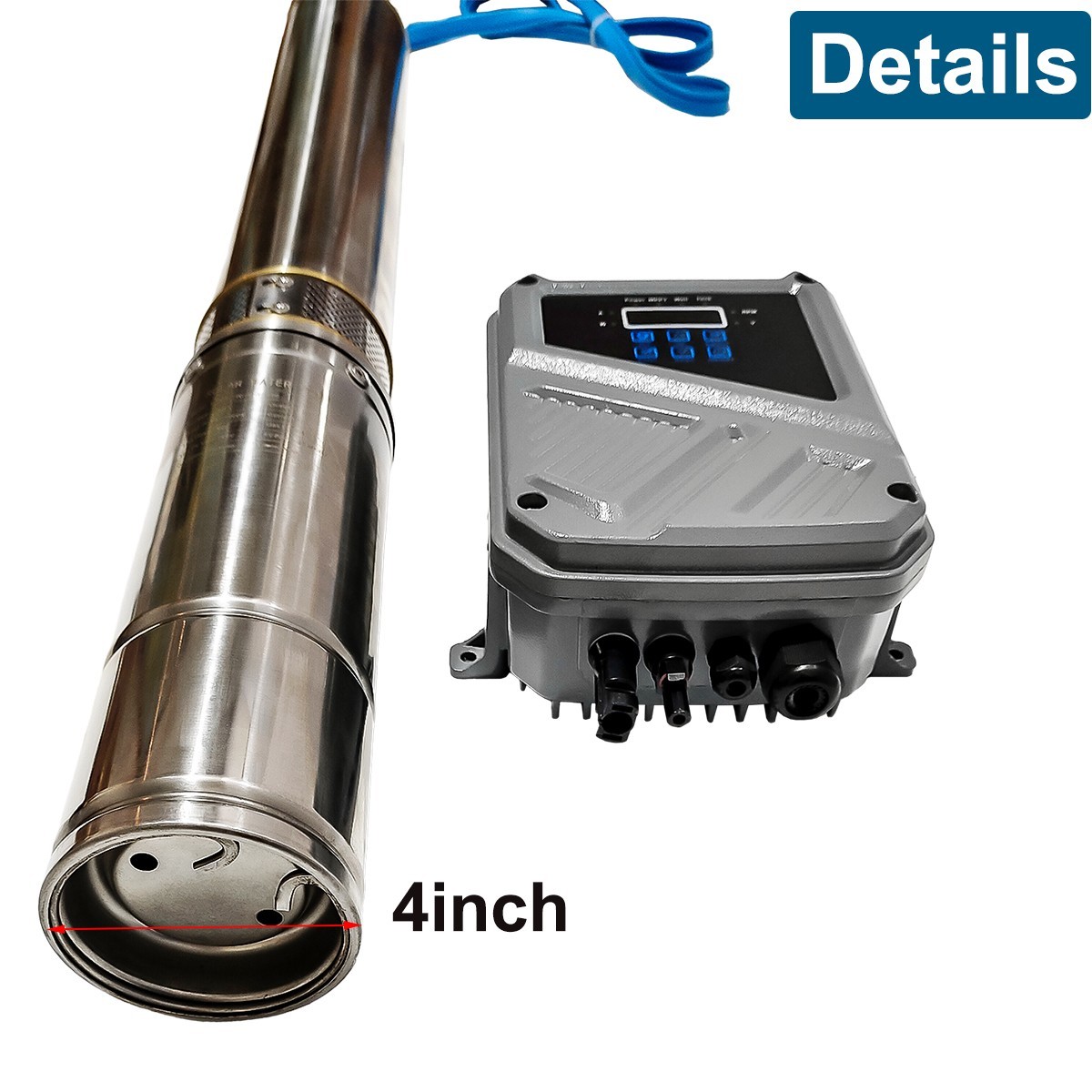 4″ Deep Well Submersible Pump, 1/2HP, 110V, 60 Hz, 28GPM, 150 Ft Max,1 1/4in NPT