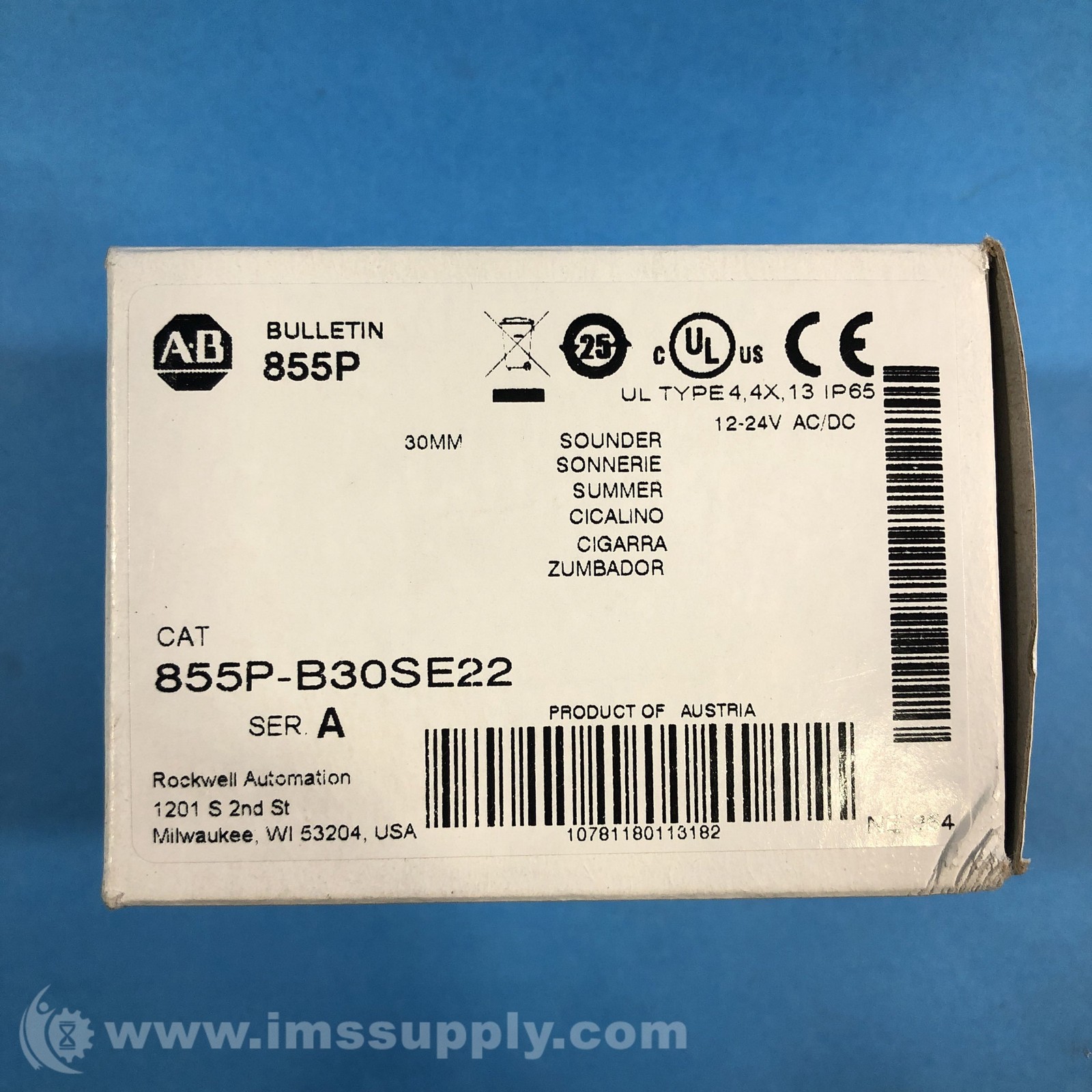 Allen Bradley 855P-B30SE22 Series A Panel Mount Sounder FNFP