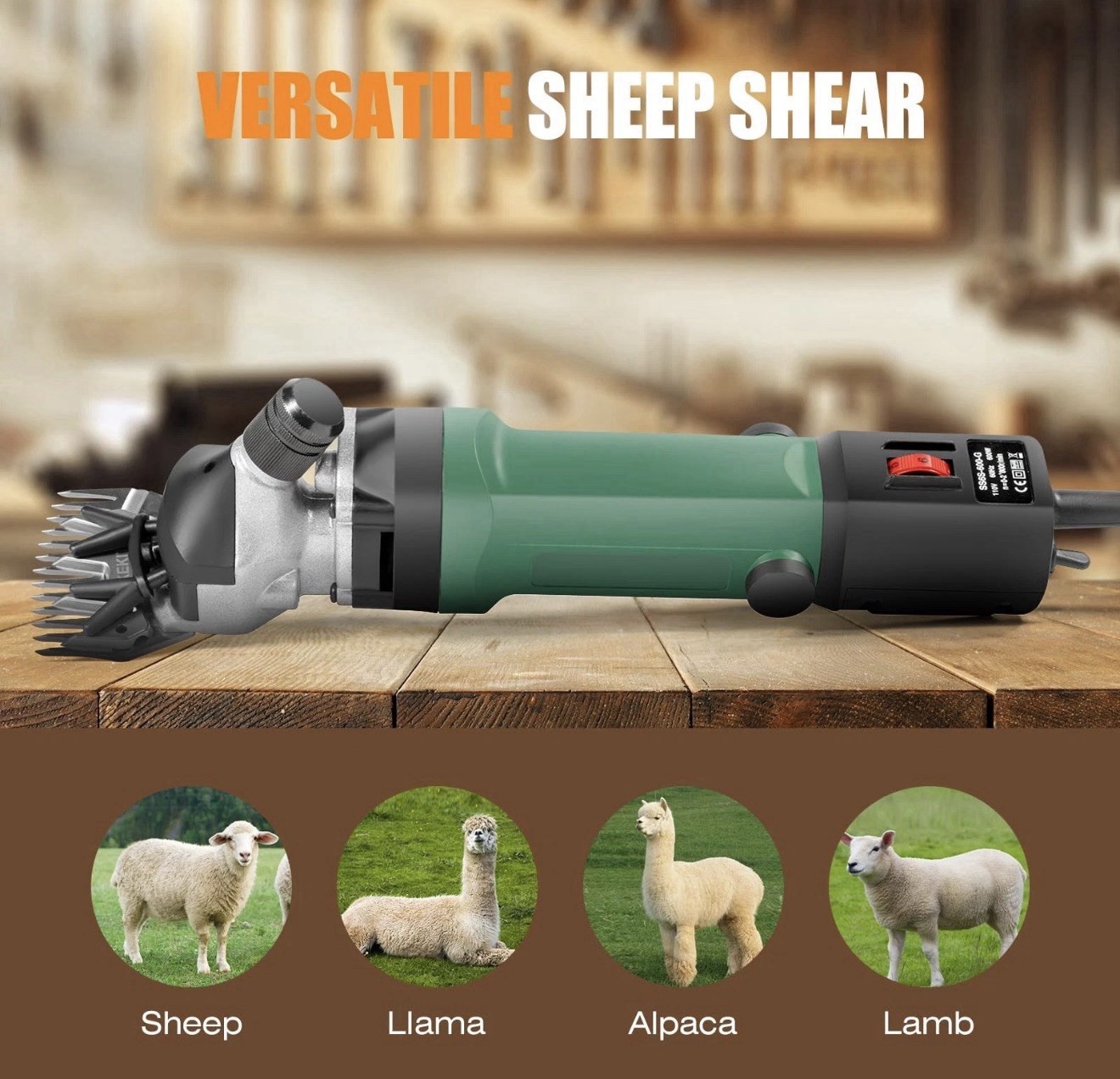 TAKEKIT Professional Electric Sheep Shears 6 Speeds, 380W
