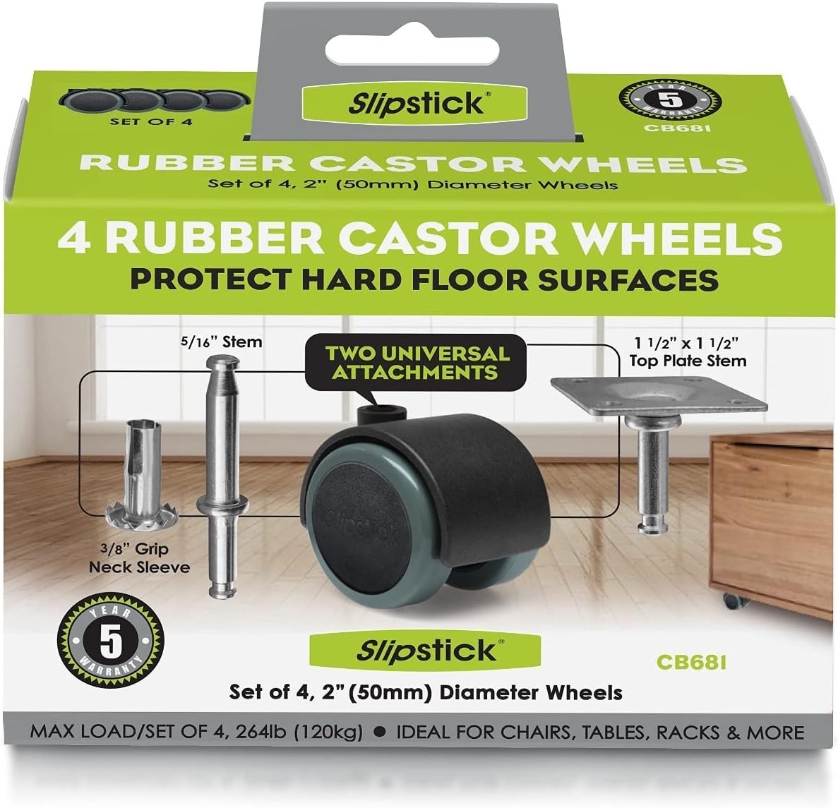 2 Inch Rubber Furniture Casters – Versatile Set of 4 for Everyday Use