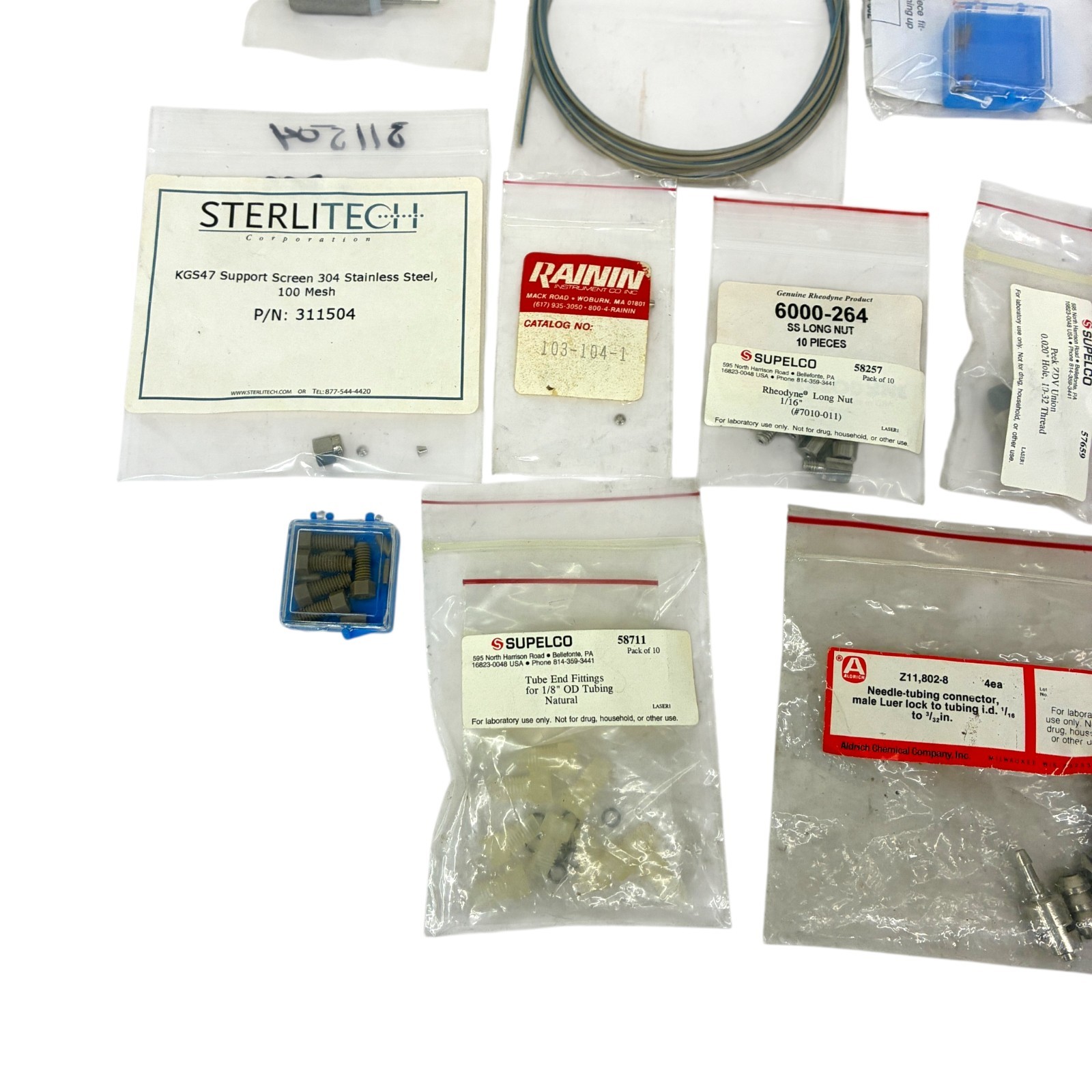 Supelco Upchurch Rheodyne HPLC Lab Tubing Fittings Ferrules Lot