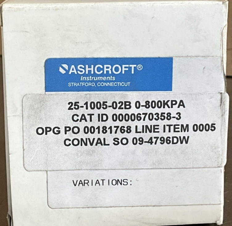 Ashcroft 9016-01 25-1005-02B