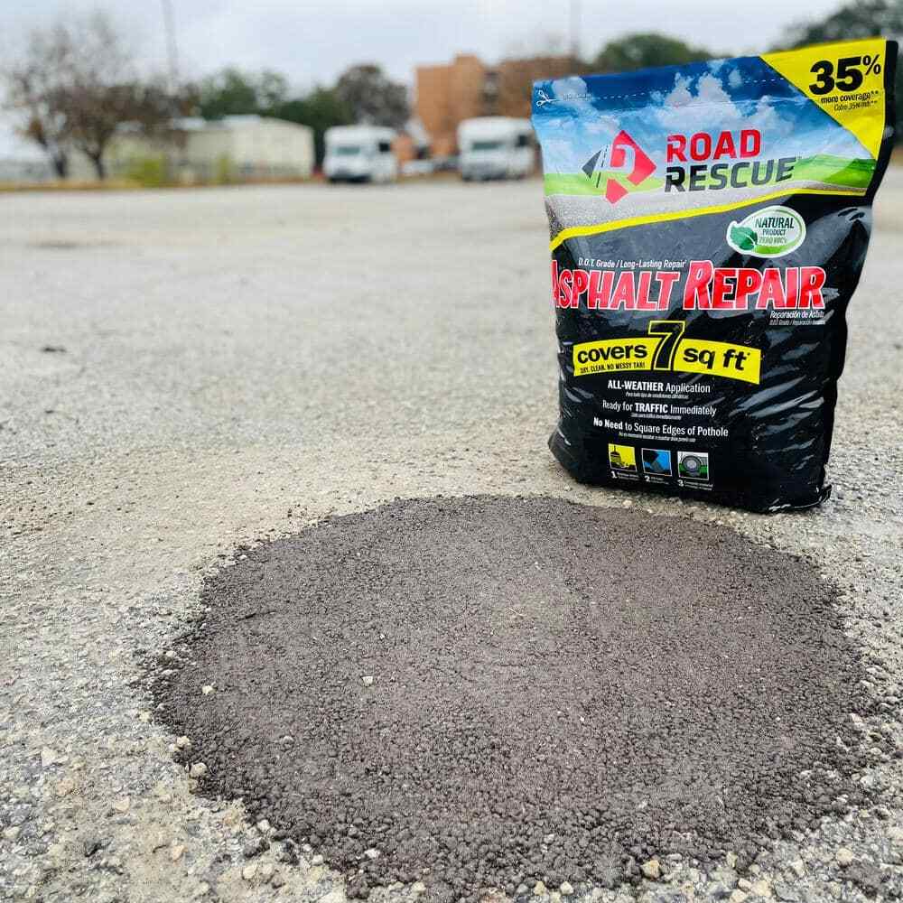 50 Lbs. Asphalt Repair Road Rescue Natural Limestone Rock Blacktop Patch Black