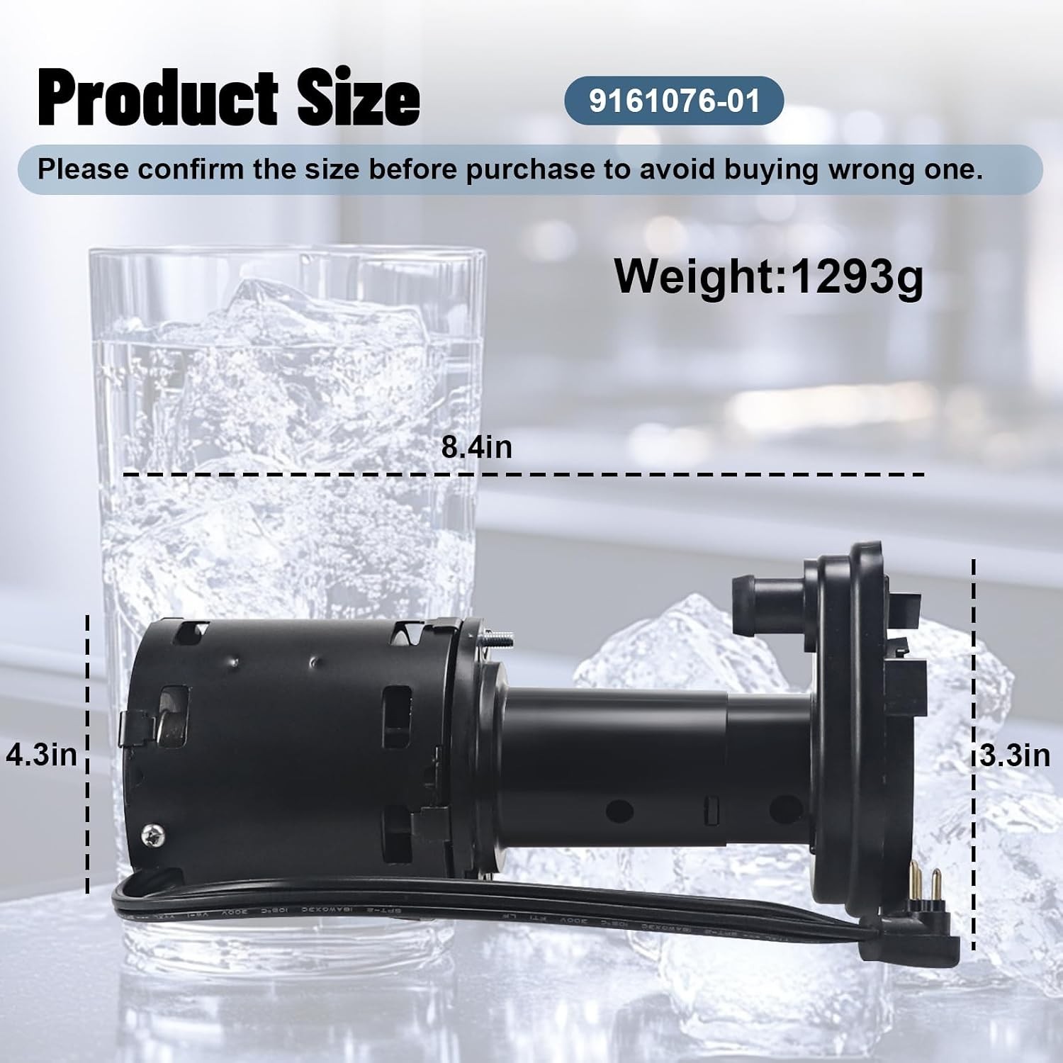 9161076-01 Water Pump Replacement 115V Ice Machine Pump Motor Compatible with