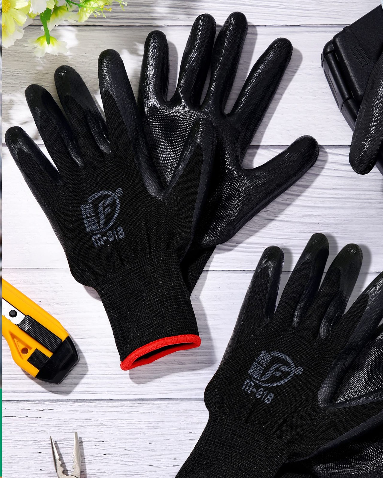 96 Pairs Work Bulk Gloves for Men Women Rubber Coated Safety Garden Gloves for