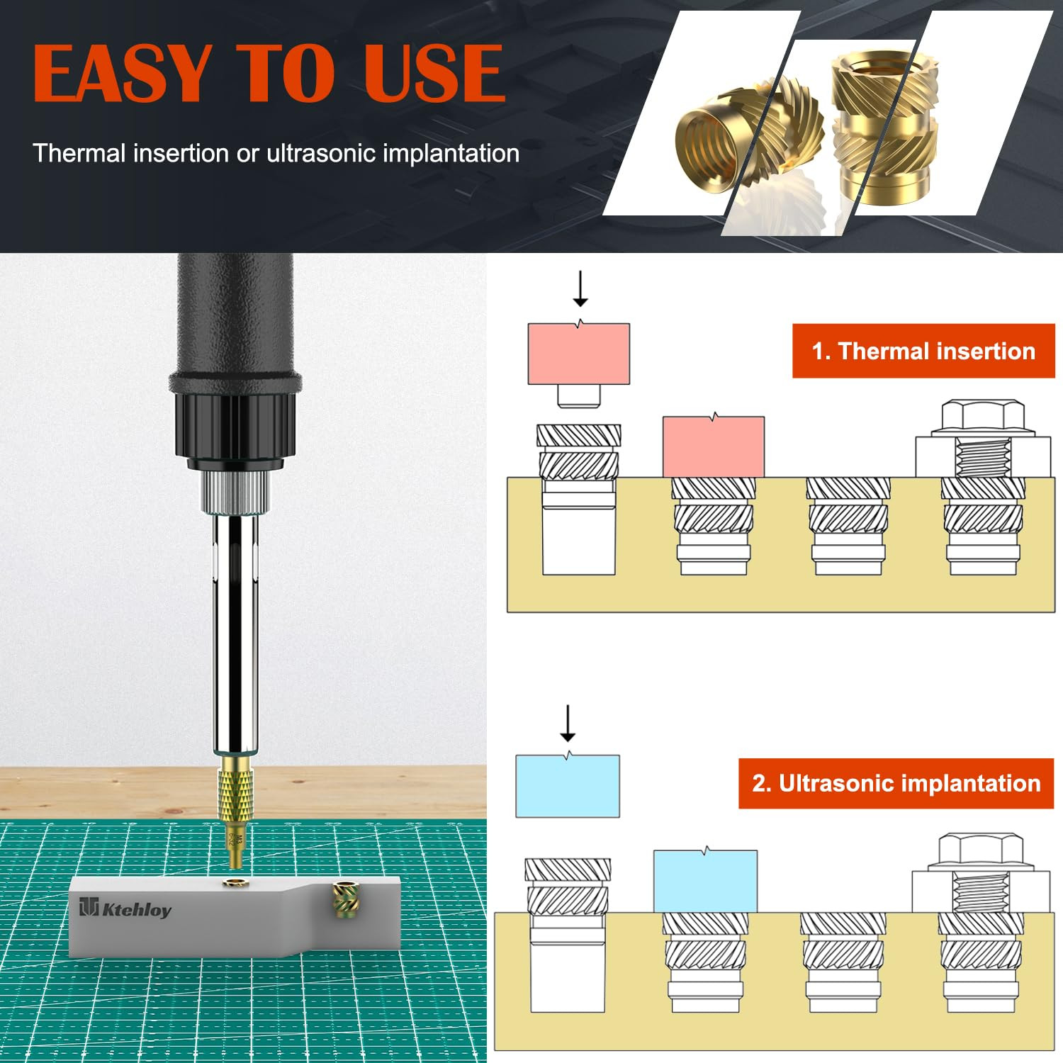 51Pcs 1/4-20 Brass Threaded Inserts Kit Heat Set for Plastic 3D Print