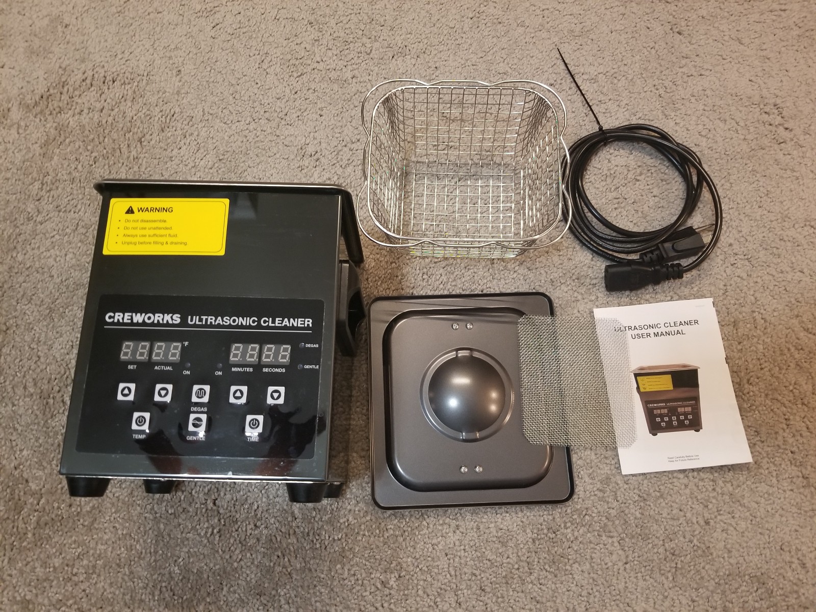 Creworks Ultrasonic Cleaner 2L Ultrasonic 40kHz 60W Heating 200W YM-12A