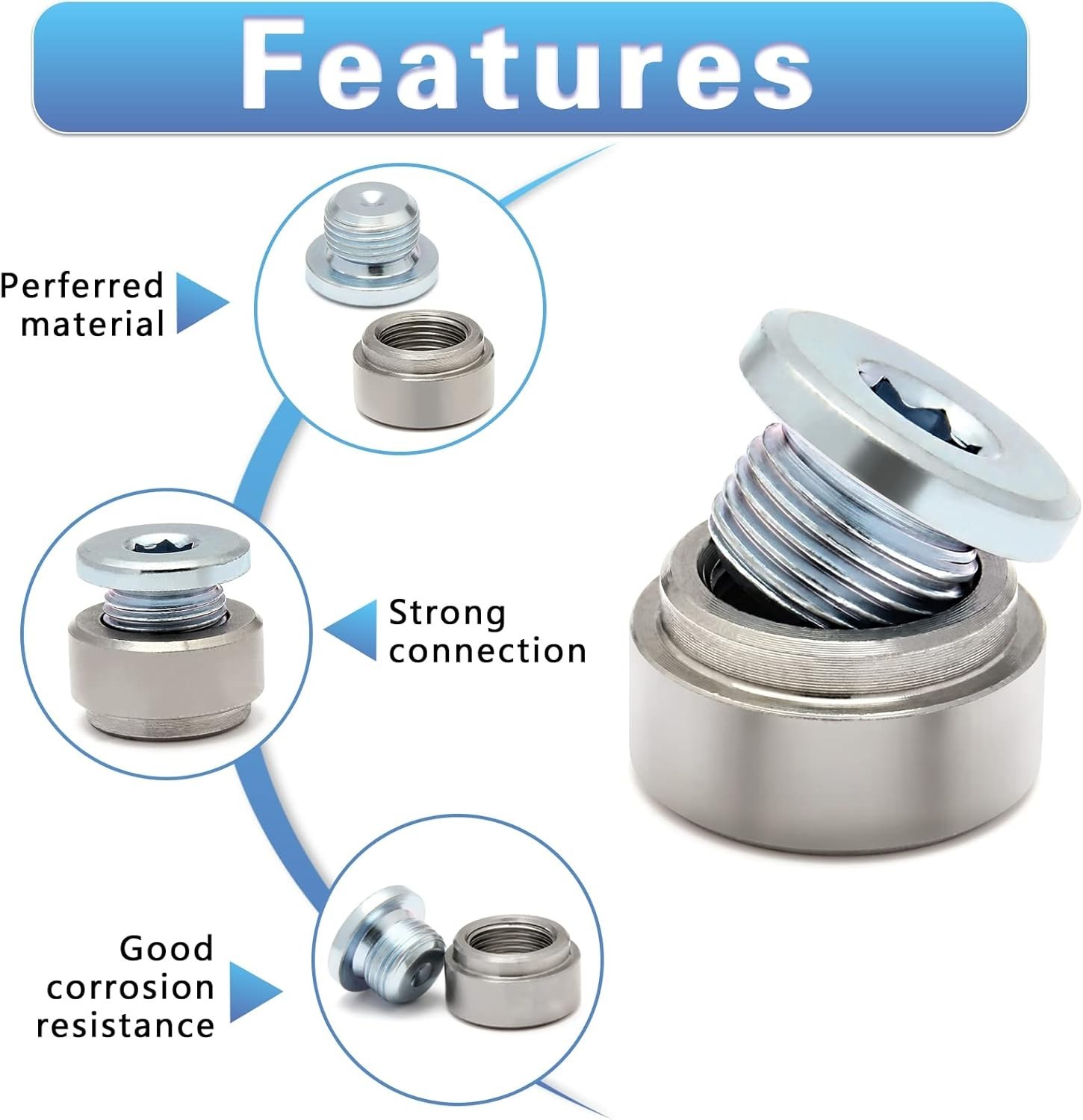 Versatile M18X1.5 Stainless Steel Mounting Bung & Plugs – 2 Each, Easy to Weld