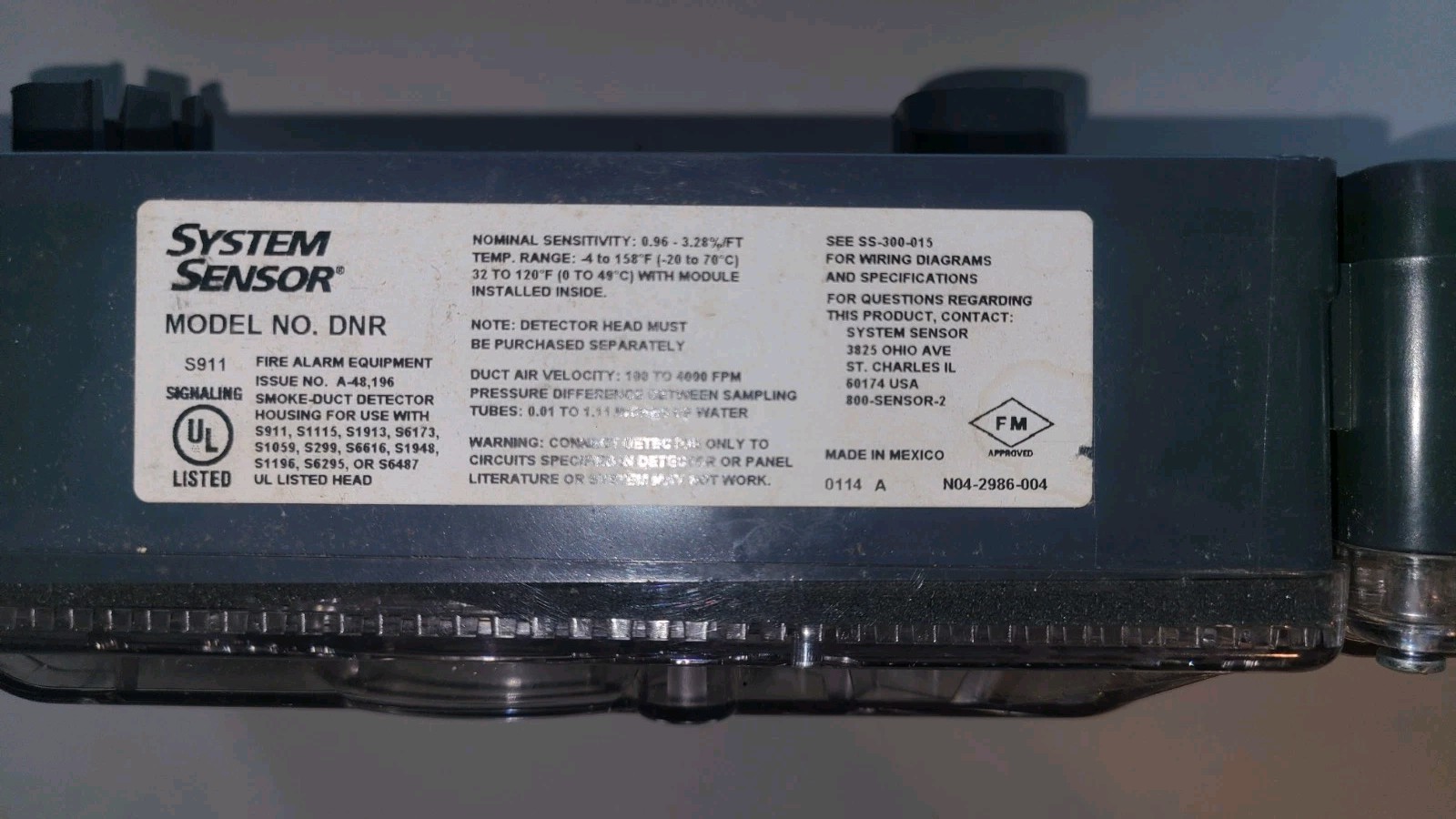 System Sensor DNR InnovairFlex Duct Smoke Detector Head RTS151KEY New Open Box