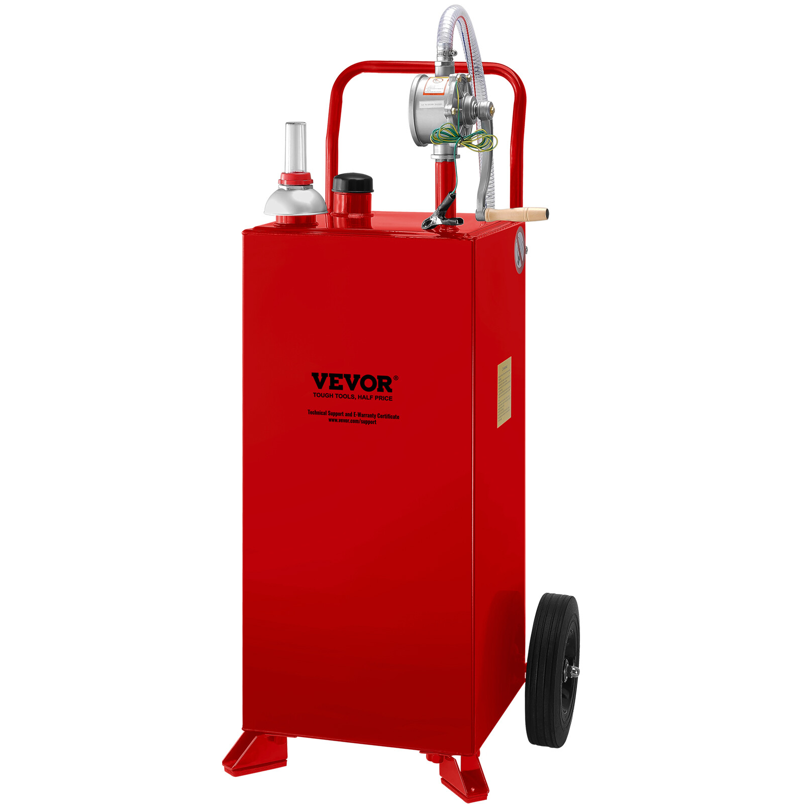 30 Gallon Gas Fuel Diesel Caddy Transfer Tank Container w/ Rotary Pump 10ft Hose