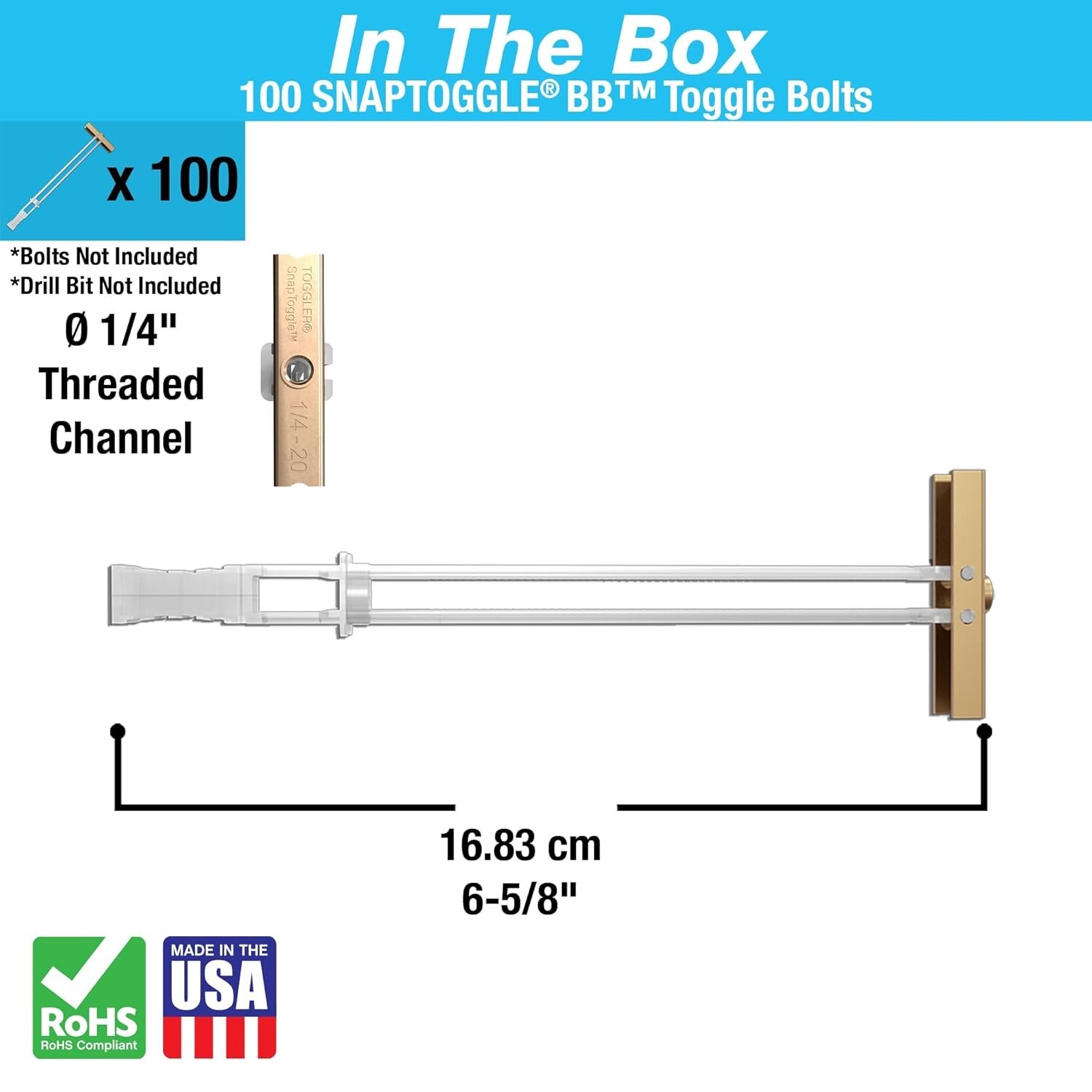 Toggler 24014 1/4″ x 20 Wall Anchors with No Bolts (Box of 100)