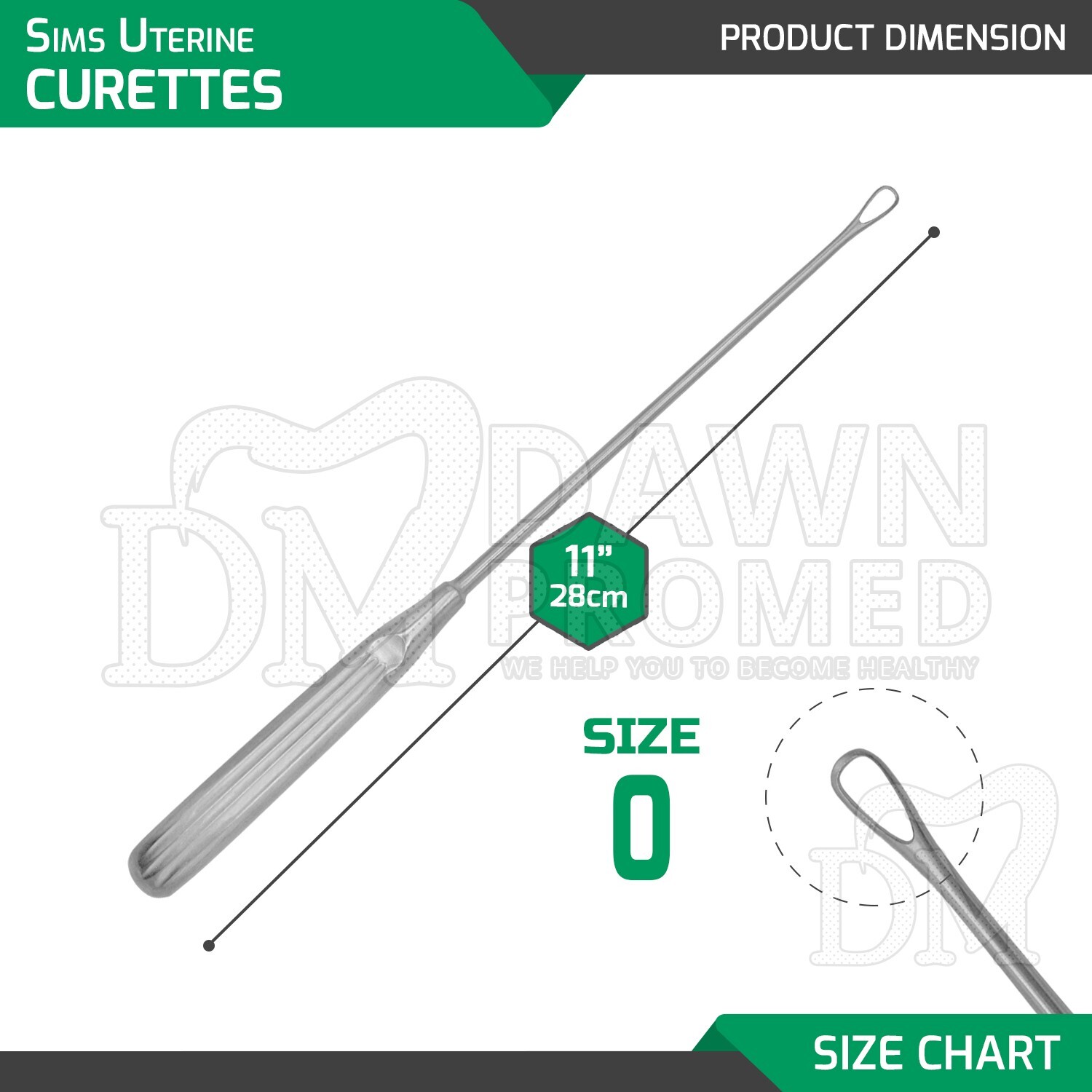 Sims Uterine Curettes Size 0 11″ Sharp Blade OB/GYN Surgical Inst German Grade