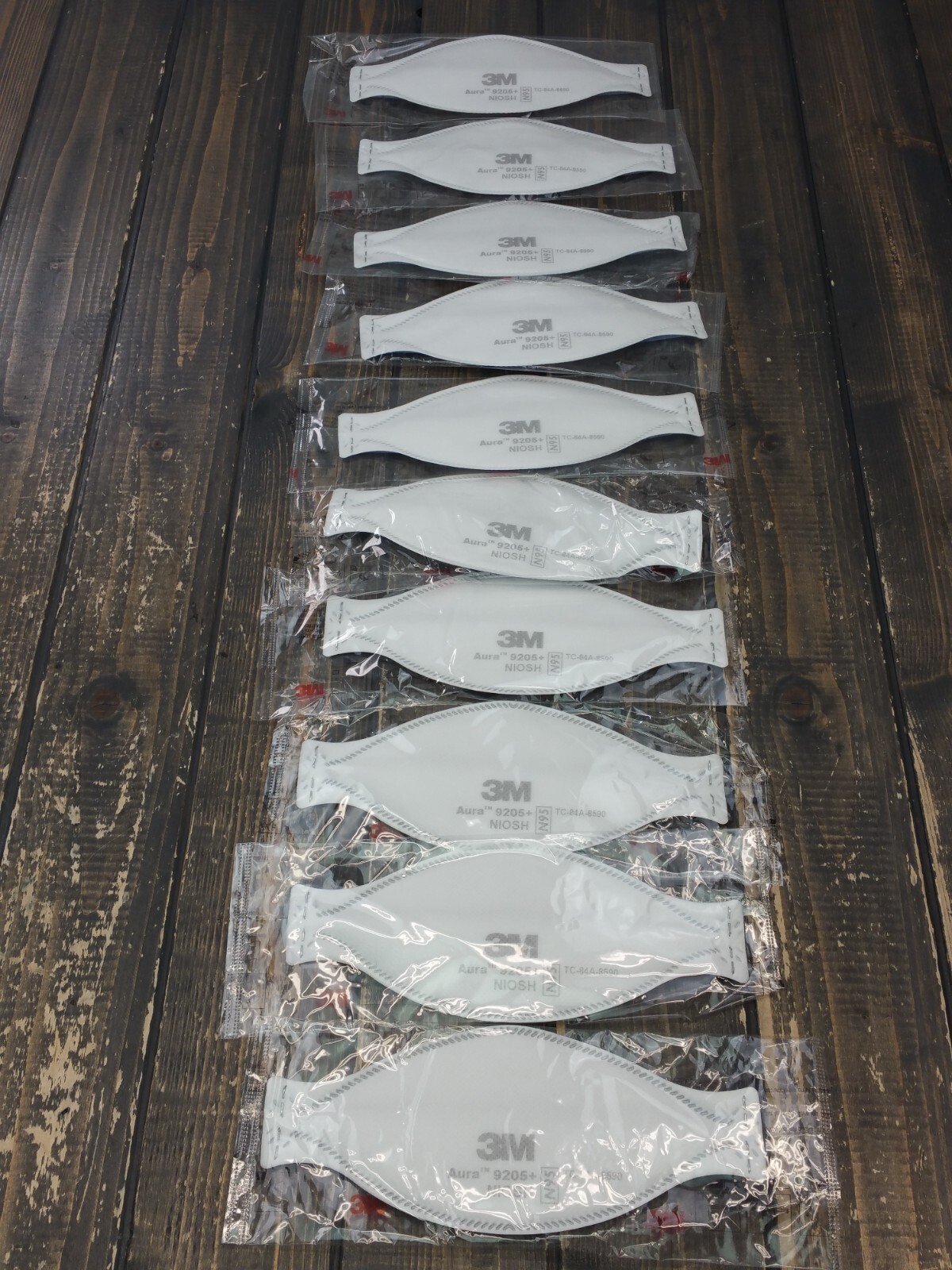 LOT of 10 – 3M Aura Respiratory Mask 9205+ NIOSH N95 – Pack/10 – TC-84A-8590