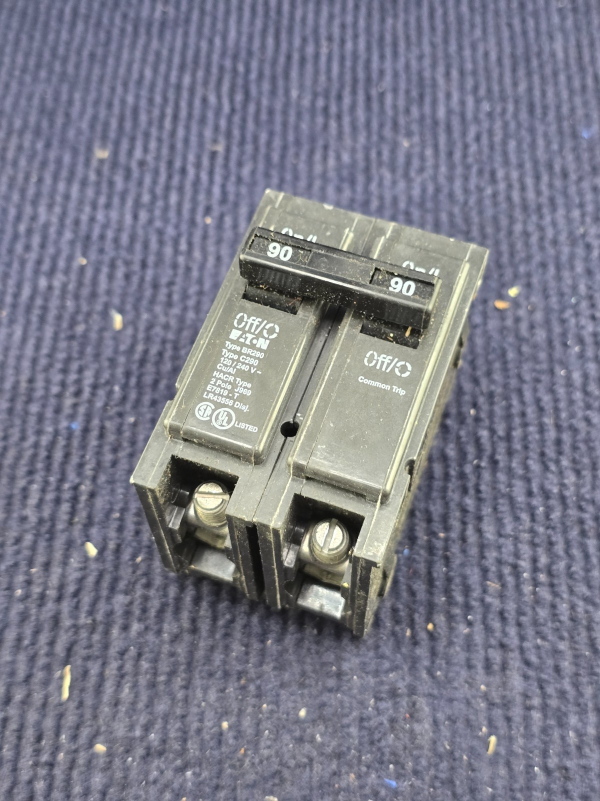 Eaton BR290 90A 2-Pole Miniature Circuit Breaker 120/240VAC, 10 kaIC Common Trip