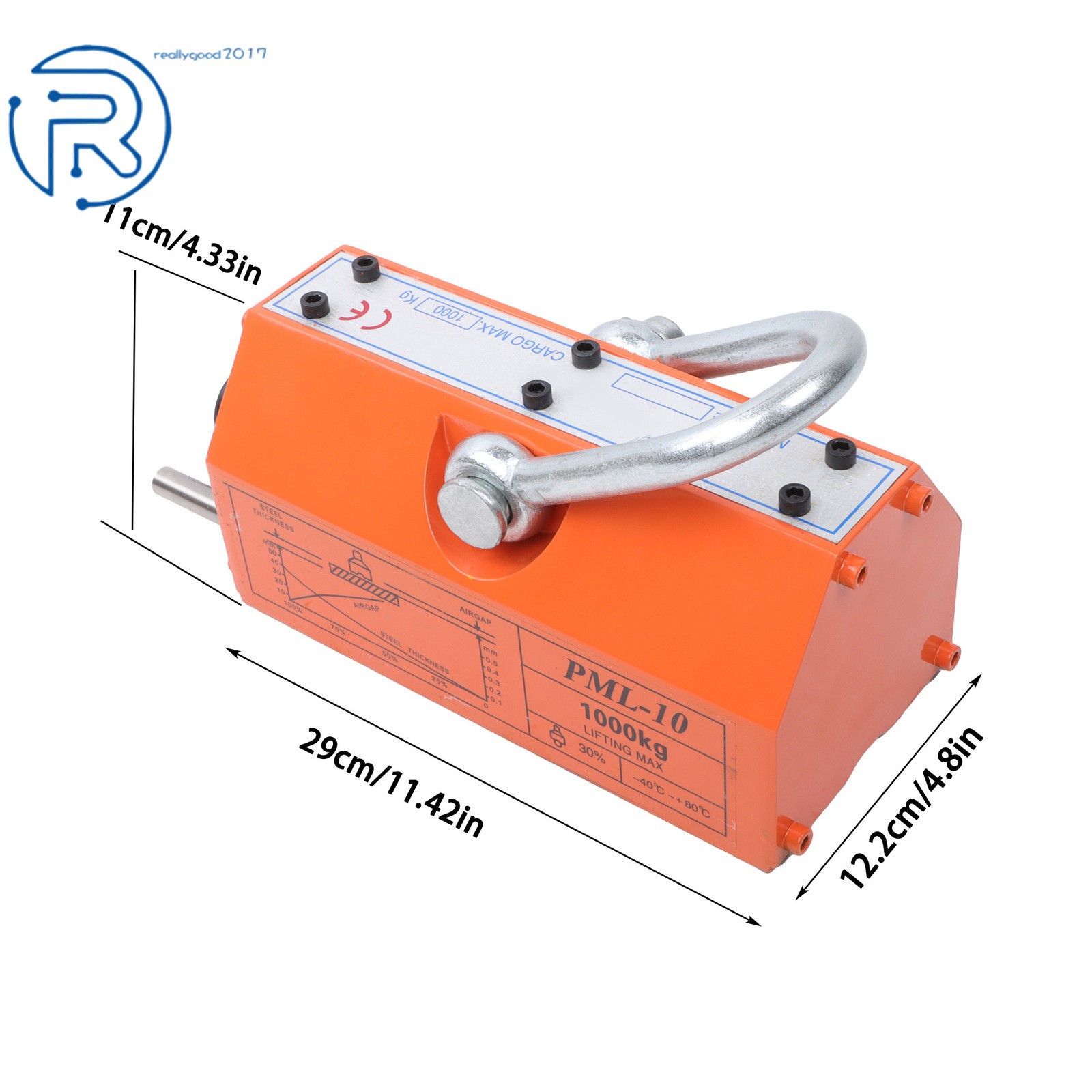 Heavy Duty Magnetic Lifter, 2200lbs/1000kg Pulling Capacity, 2 Safety Factor