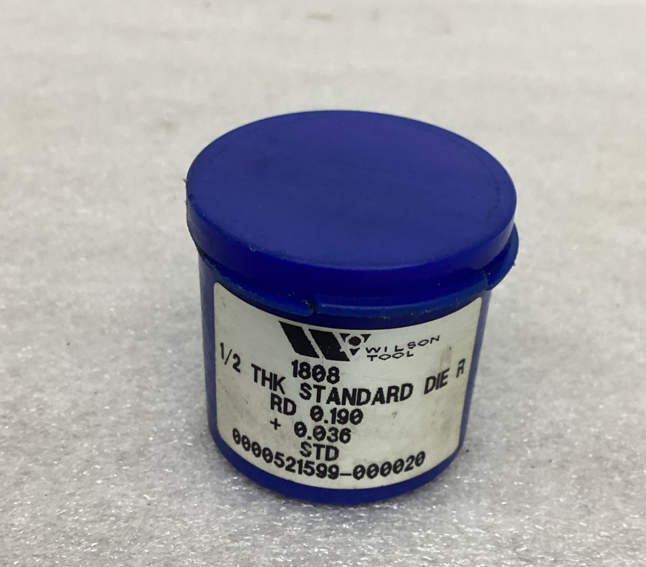 Wilson Tool 1/2 THK STANDARD DIE R RD 0.190 + 0.036
