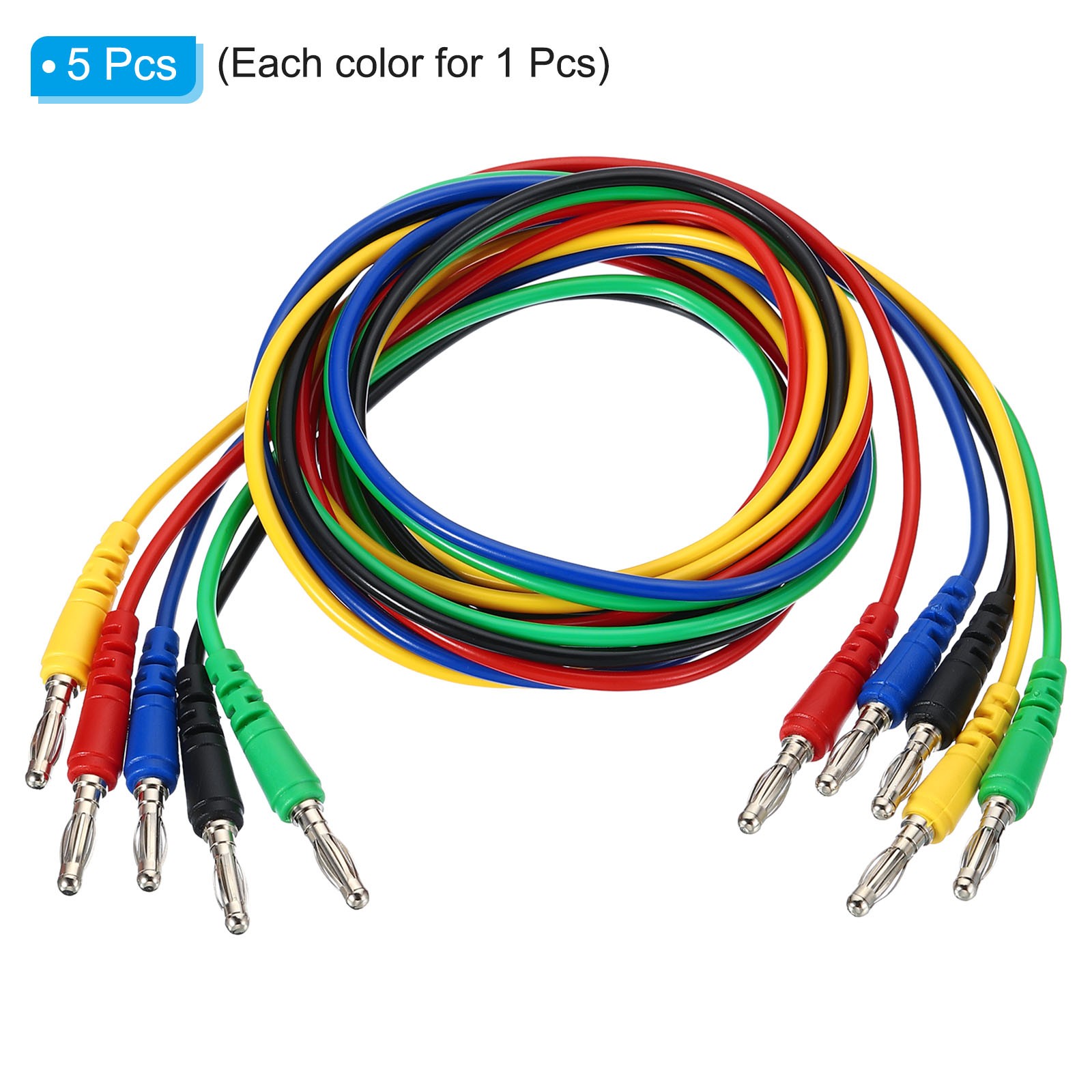 4mm Banana Plug to Banana Plug Test Leads, 5 Pcs Copper Cable Wire, Multicolor