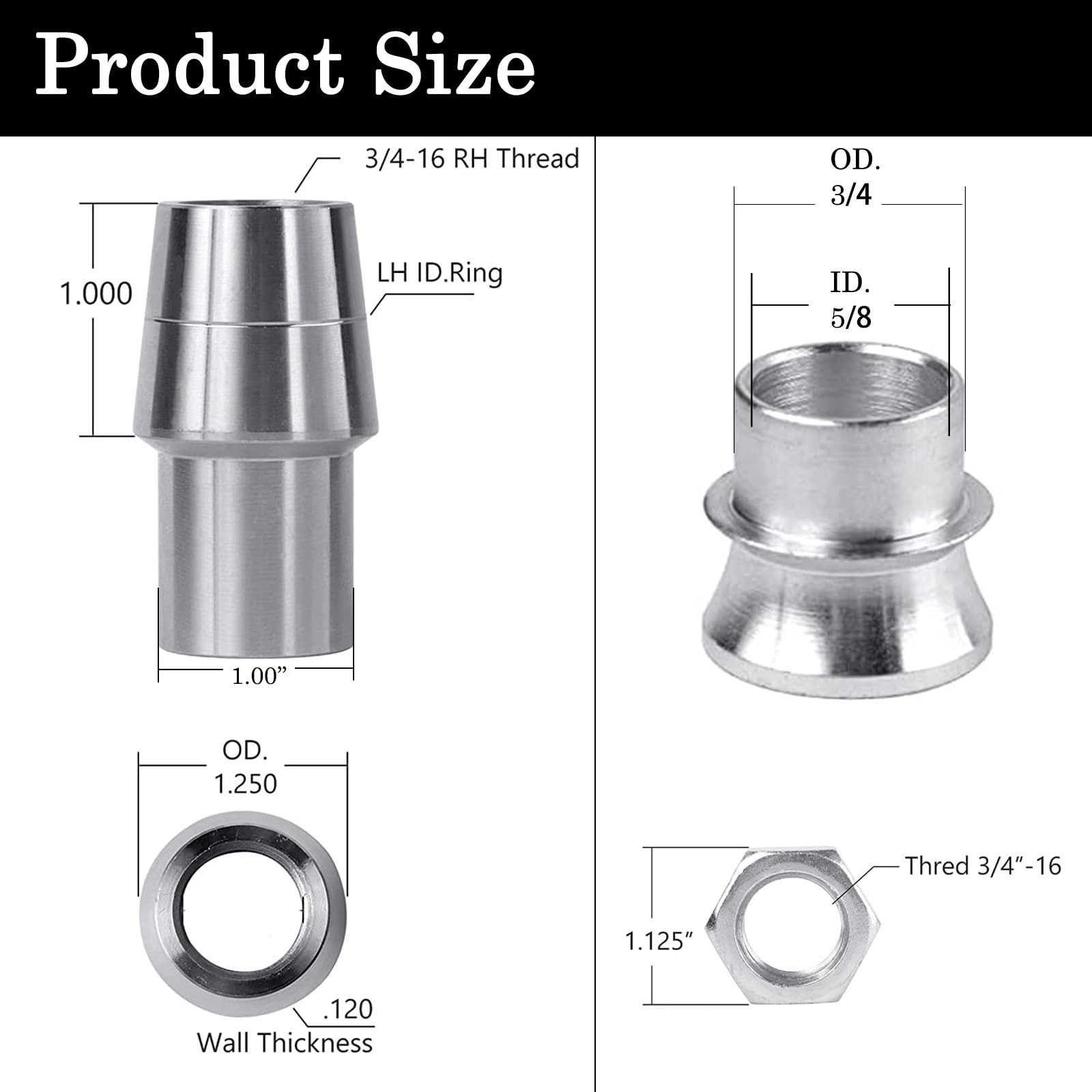 3/4″ Heim Joint Rod End Kit 750 Chromoly Panhard RH LH Thread Bearing 2 PCS