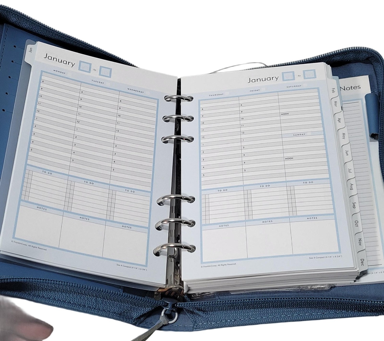 Franklin Covey 365 Monthly Weekly Organizer Planner Blue 6 Ring 8.5″x6.5″